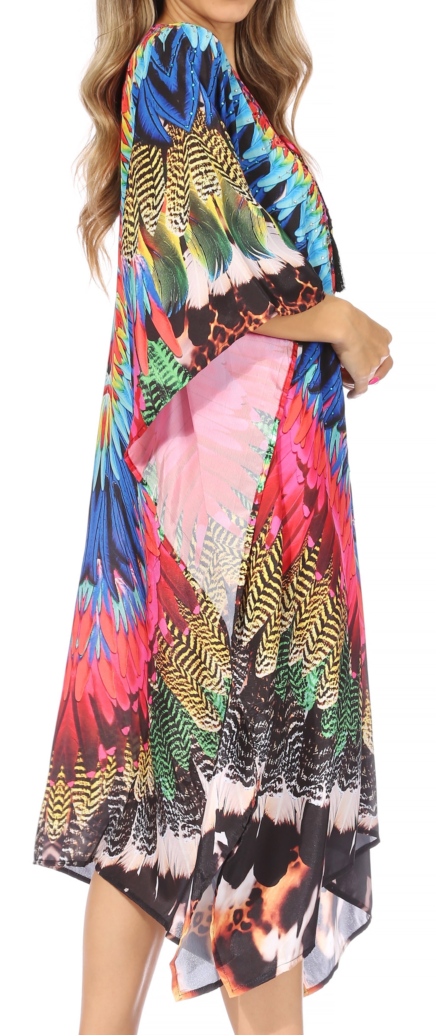 Sakkas Kristy Long Tall Lightweight Caftan Dress / Cover Up With V-Neck Jewels - Concordia Style Boutique