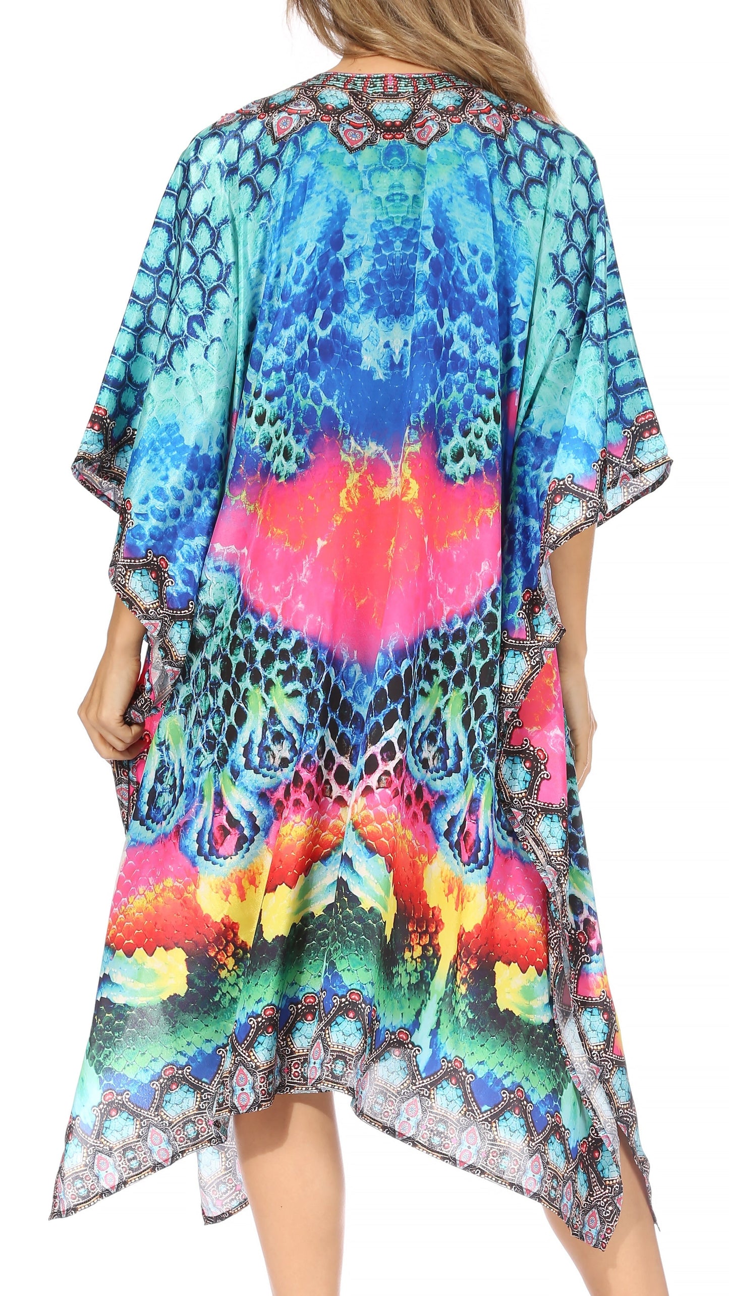 Sakkas Kristy Long Tall Lightweight Caftan Dress / Cover Up With V-Neck Jewels - Concordia Style Boutique