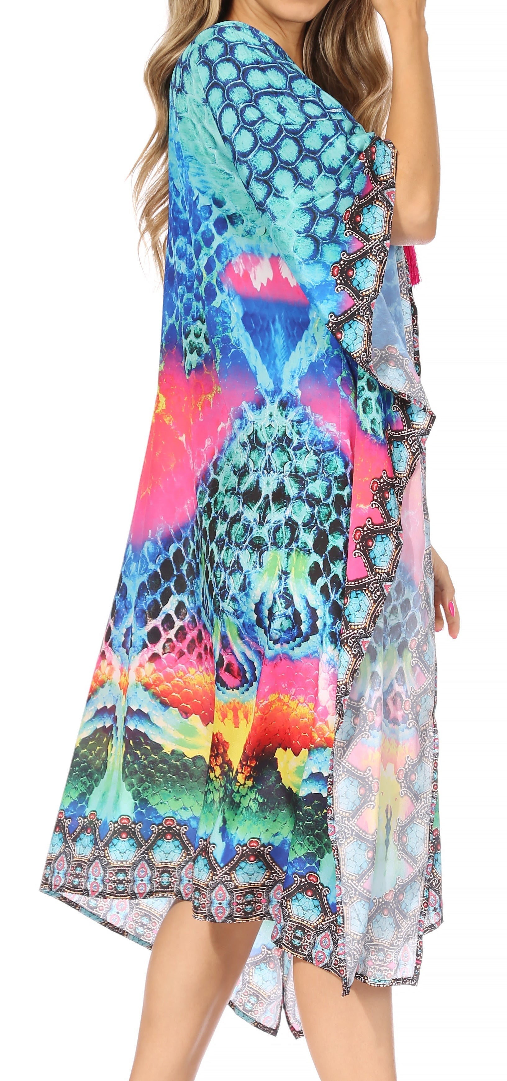 Sakkas Kristy Long Tall Lightweight Caftan Dress / Cover Up With V-Neck Jewels - Concordia Style Boutique