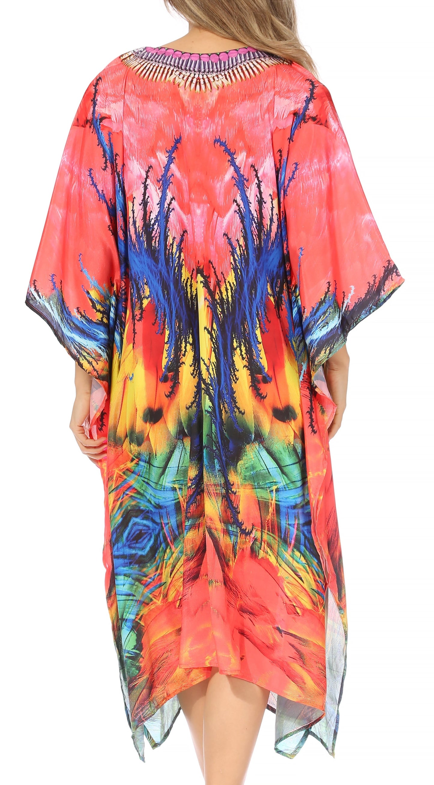 Sakkas Kristy Long Tall Lightweight Caftan Dress / Cover Up With V-Neck Jewels - Concordia Style Boutique