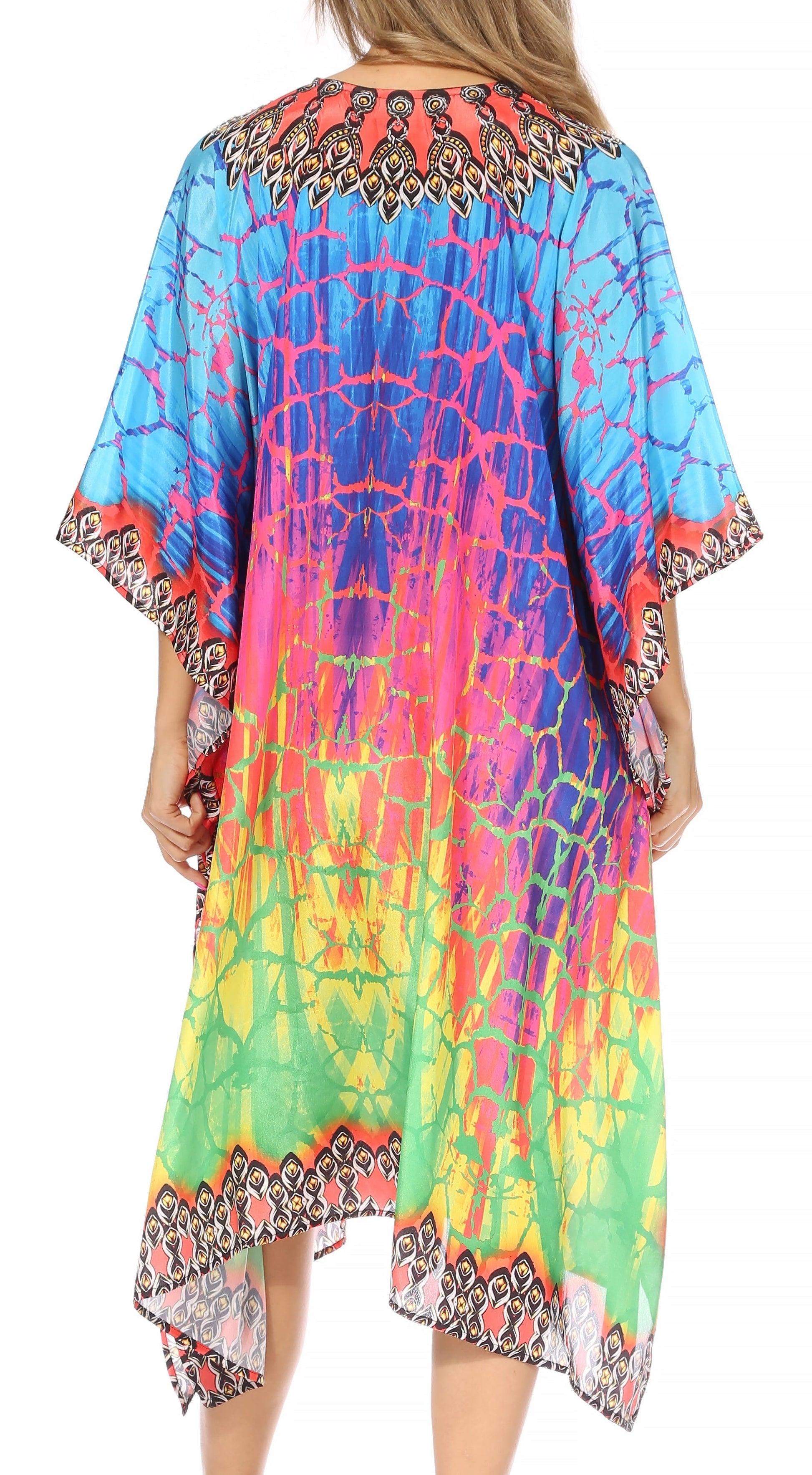 Sakkas Kristy Long Tall Lightweight Caftan Dress / Cover Up With V-Neck Jewels - Concordia Style Boutique