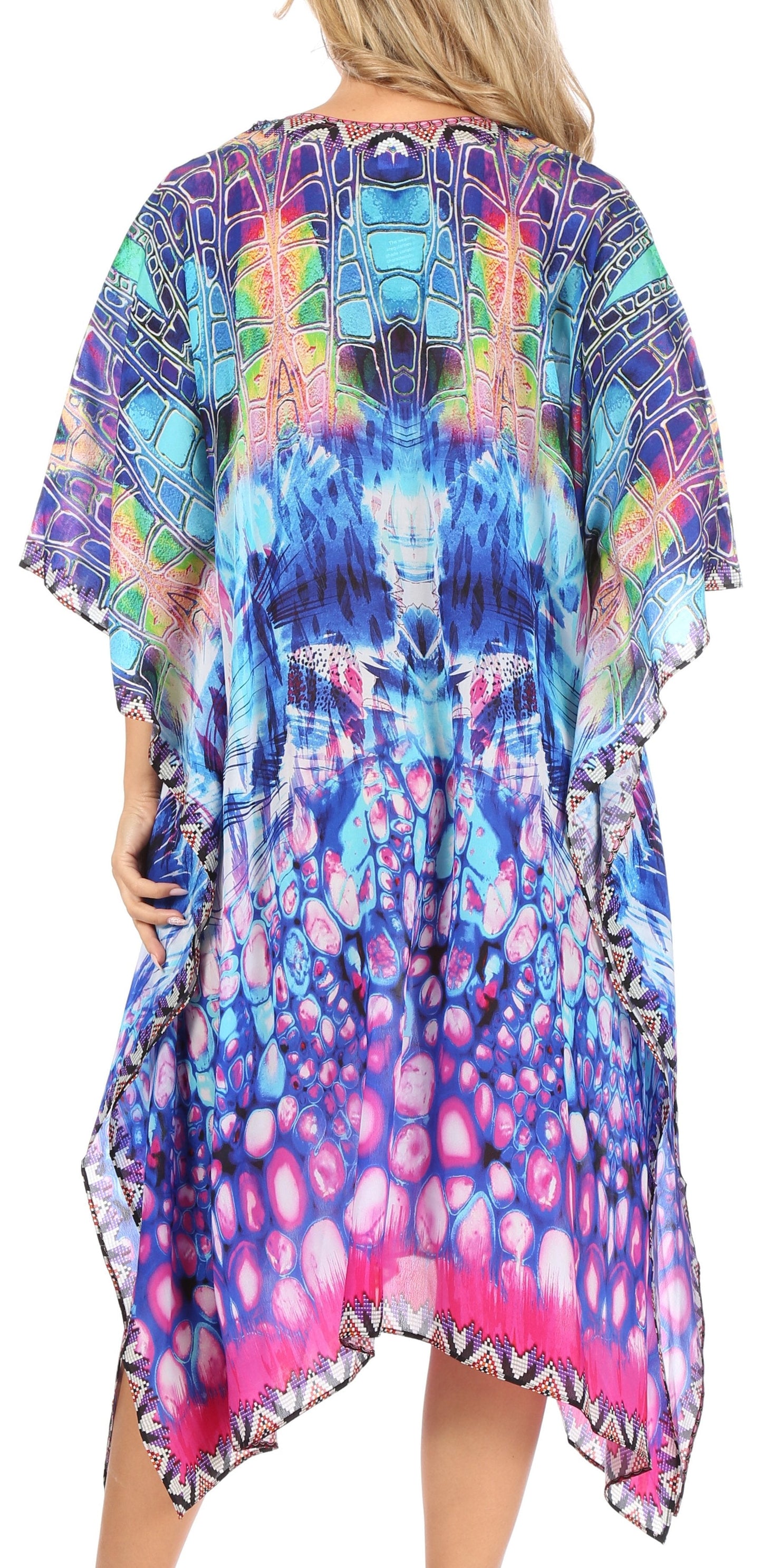 Sakkas Kristy Long Tall Lightweight Caftan Dress / Cover Up With V-Neck Jewels - Concordia Style Boutique