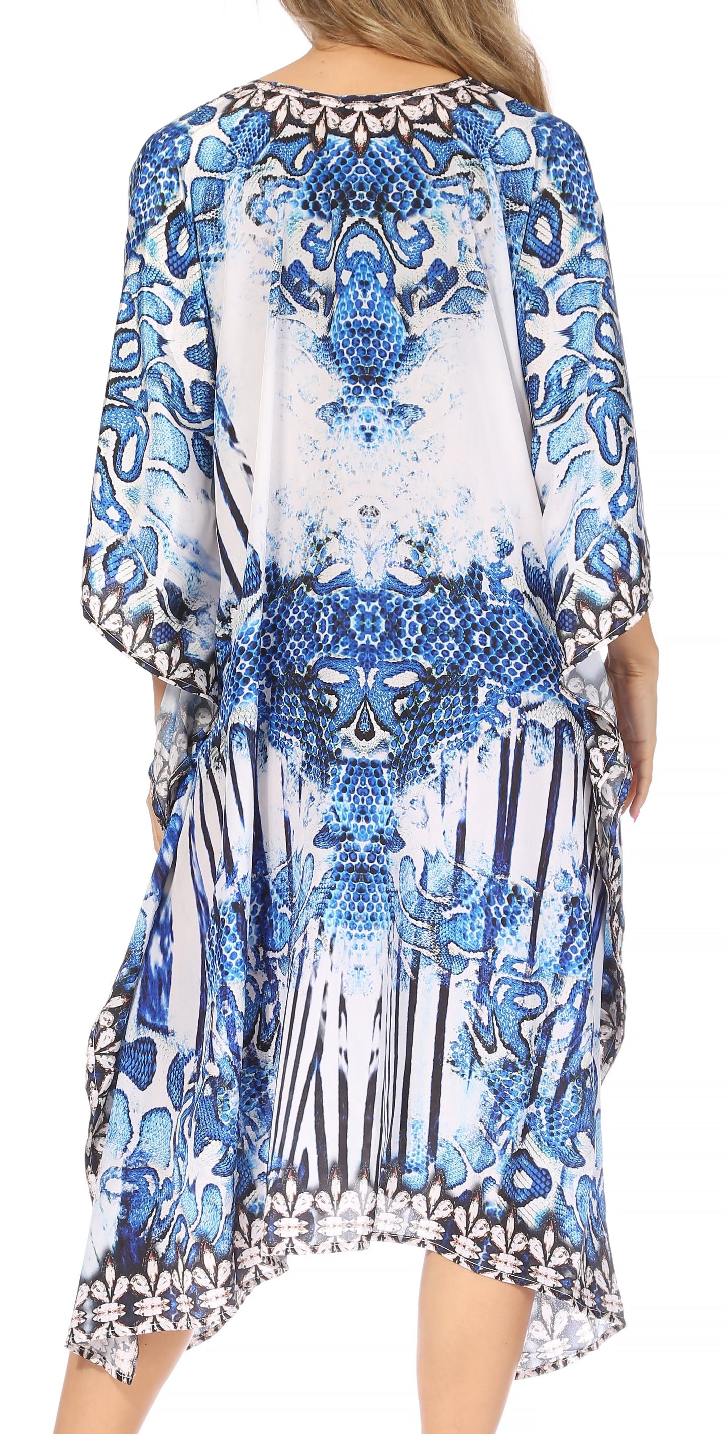 Sakkas Kristy Long Tall Lightweight Caftan Dress / Cover Up With V-Neck Jewels - Concordia Style Boutique