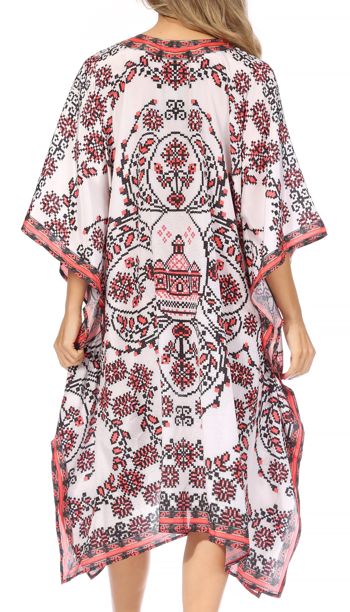 Sakkas Kristy Long Tall Lightweight Caftan Dress / Cover Up With V-Neck Jewels - Concordia Style Boutique
