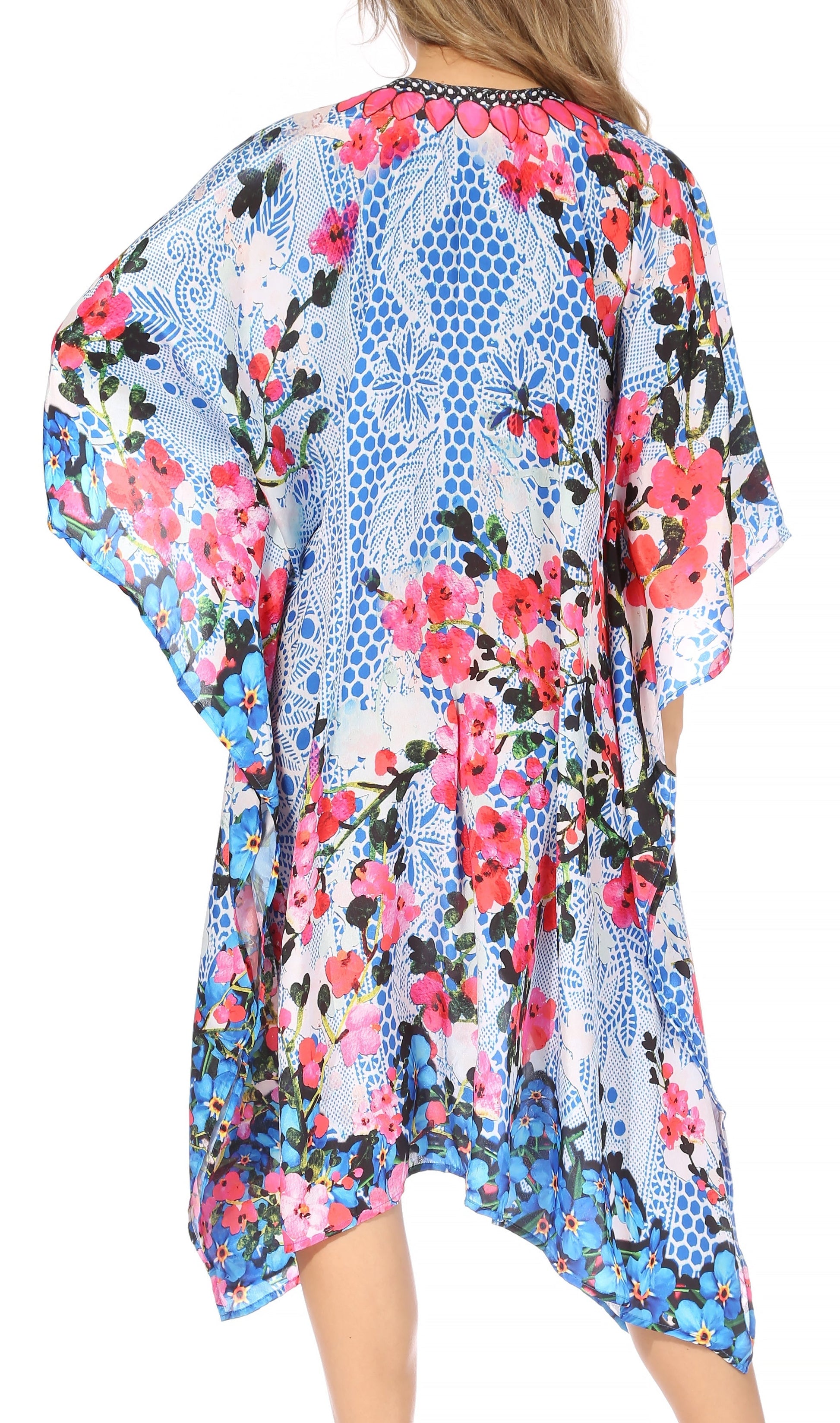 Sakkas Kristy Long Tall Lightweight Caftan Dress / Cover Up With V-Neck Jewels - Concordia Style Boutique
