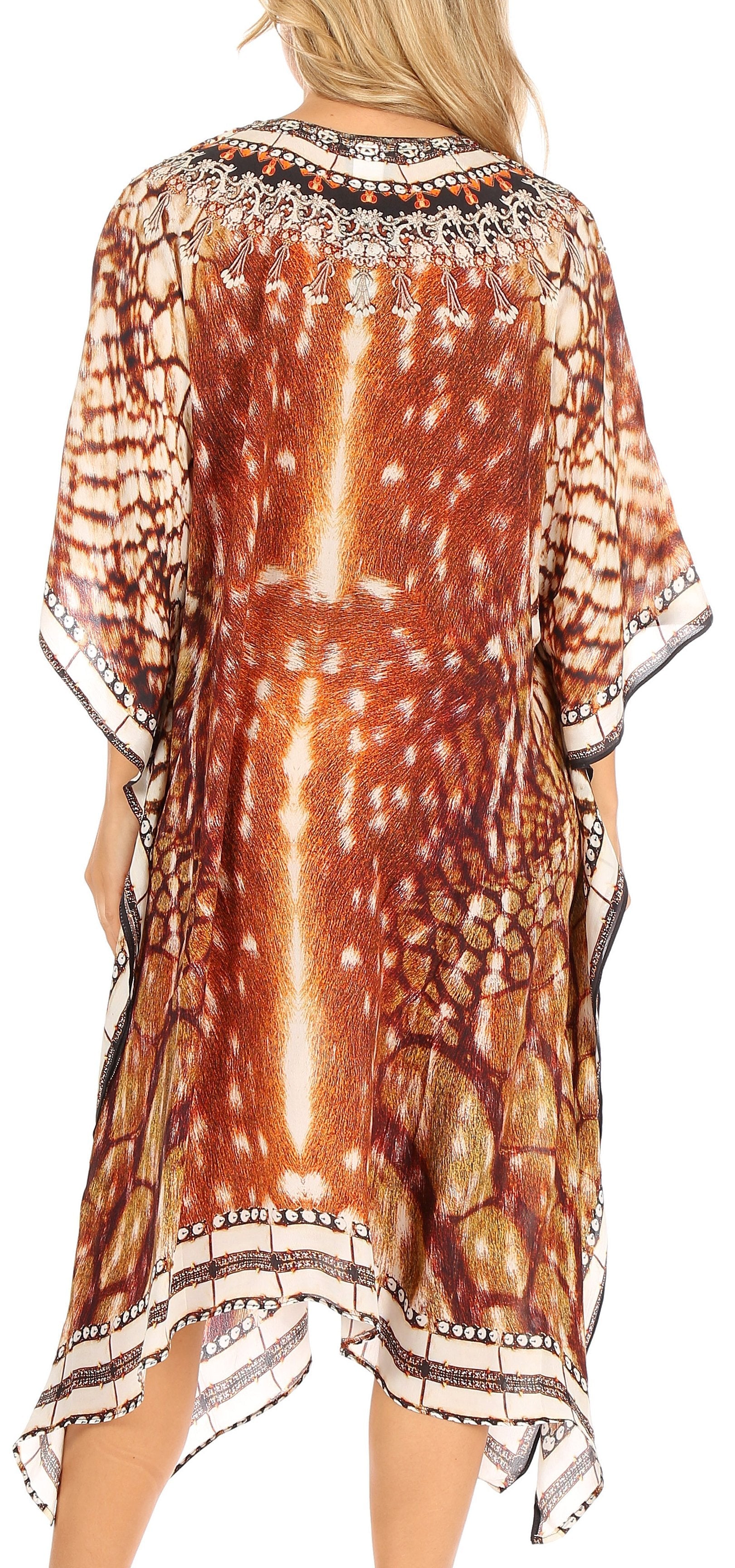 Sakkas Kristy Long Tall Lightweight Caftan Dress / Cover Up With V-Neck Jewels - Concordia Style Boutique