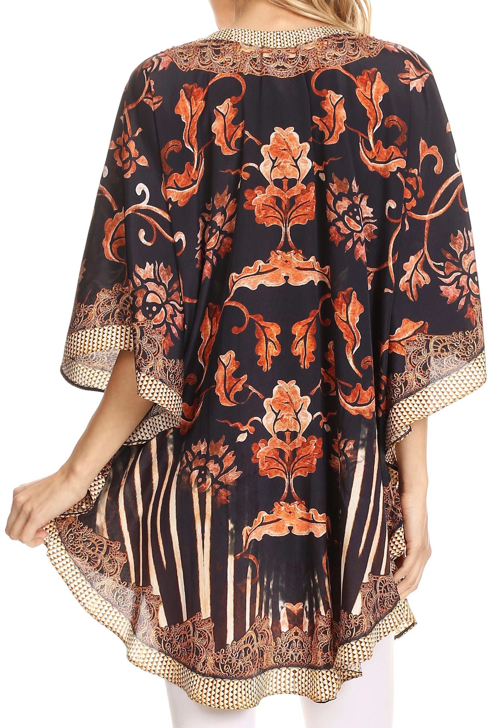 Sakkas Tallulah Wide Circle Blouse V Neck Top With Tassle Ties And Rhinestones - Concordia Style Boutique