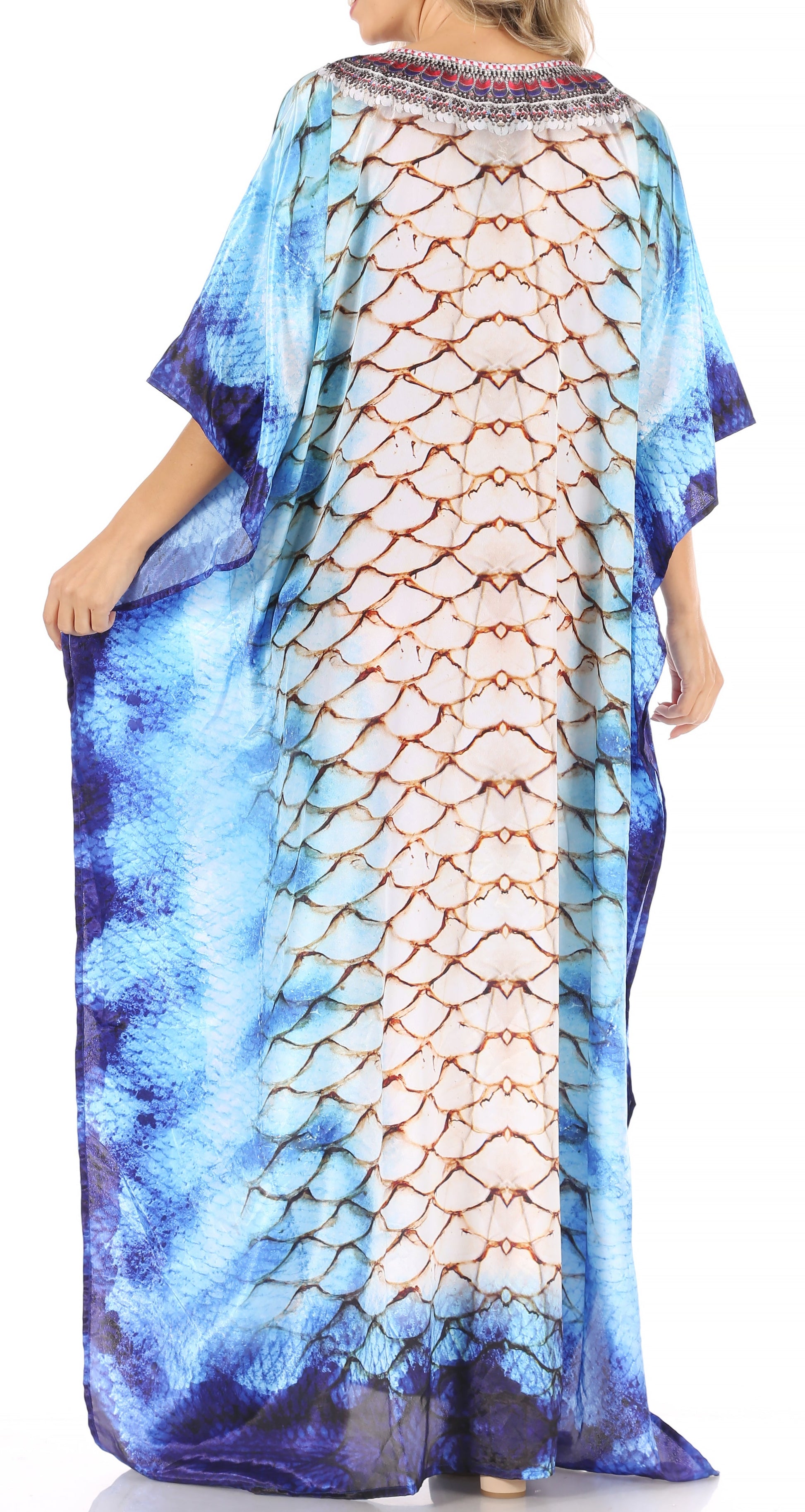 Sakkas Anahi Flowy Design V Neck Long Caftan Dress / Cover Up With Rhinestone - Concordia Style Boutique