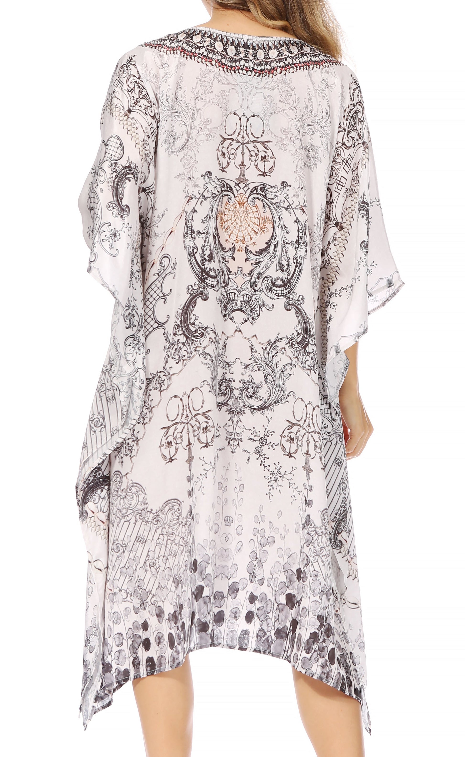 Sakkas MiuMiu Ligthweight Summer Printed Short Caftan Dress / Cover Up - Concordia Style Boutique