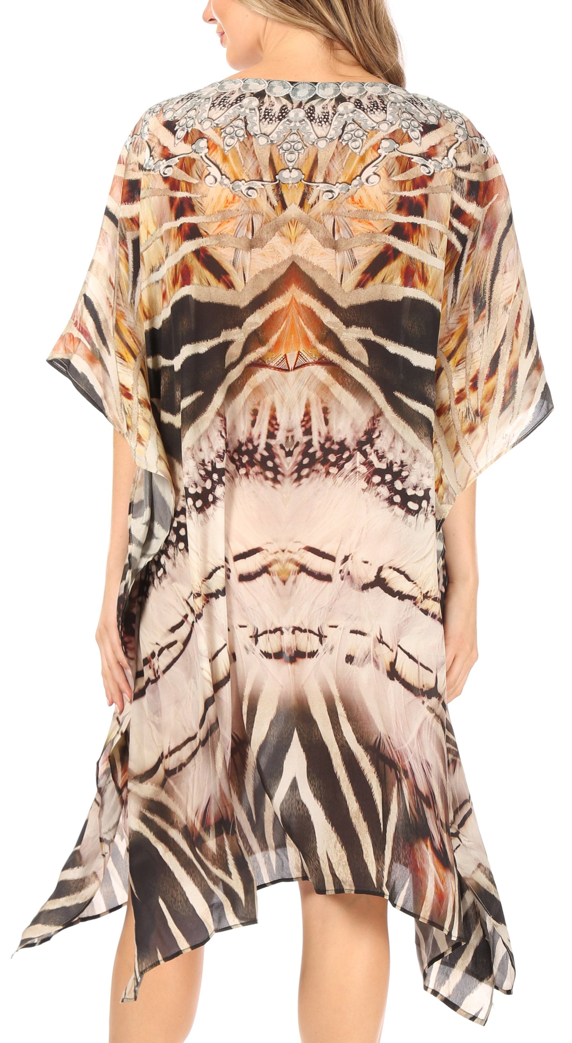 Sakkas MiuMiu Ligthweight Summer Printed Short Caftan Dress / Cover Up - Concordia Style Boutique