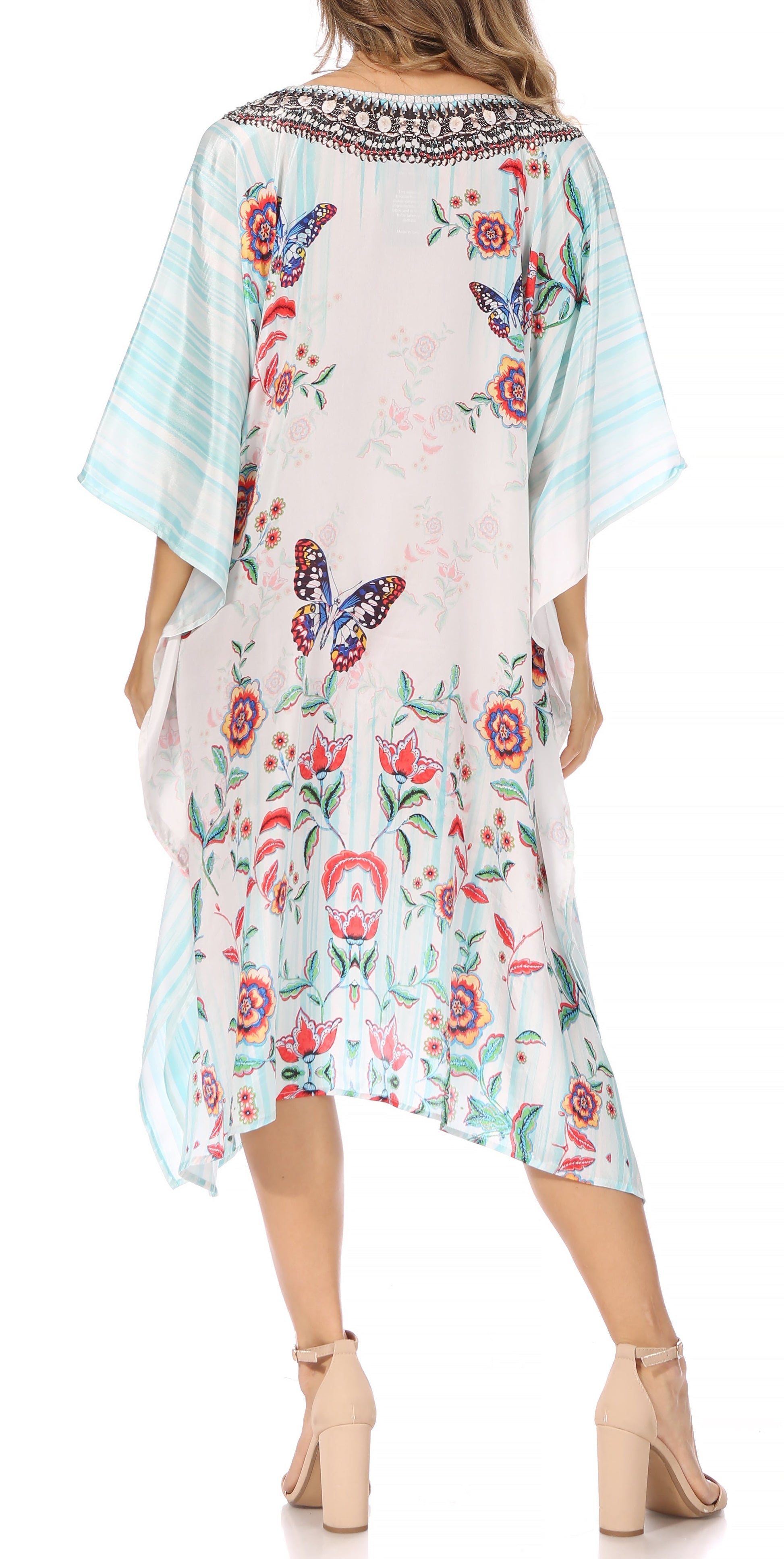 Sakkas MiuMiu Ligthweight Summer Printed Short Caftan Dress / Cover Up - Concordia Style Boutique