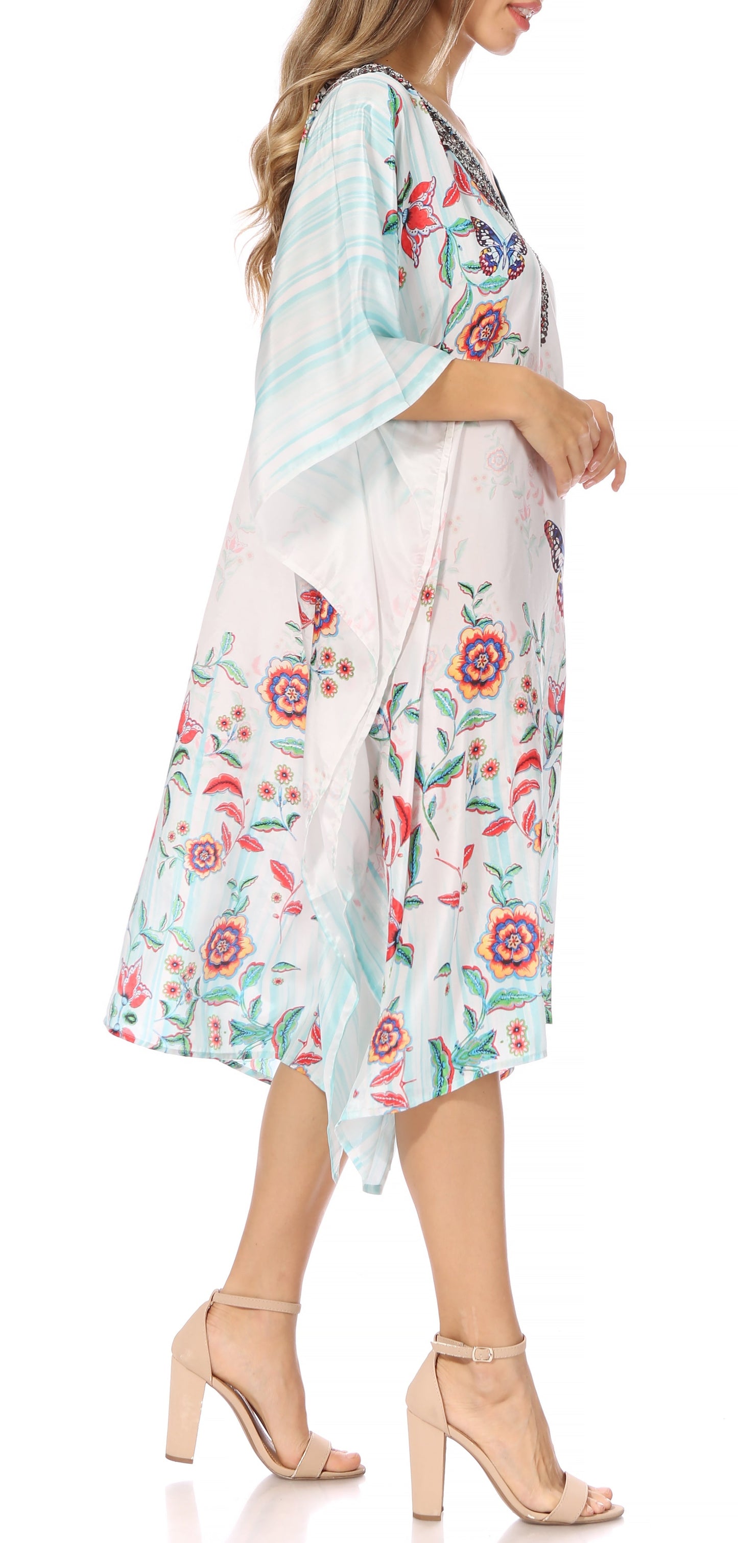 Sakkas MiuMiu Ligthweight Summer Printed Short Caftan Dress / Cover Up - Concordia Style Boutique