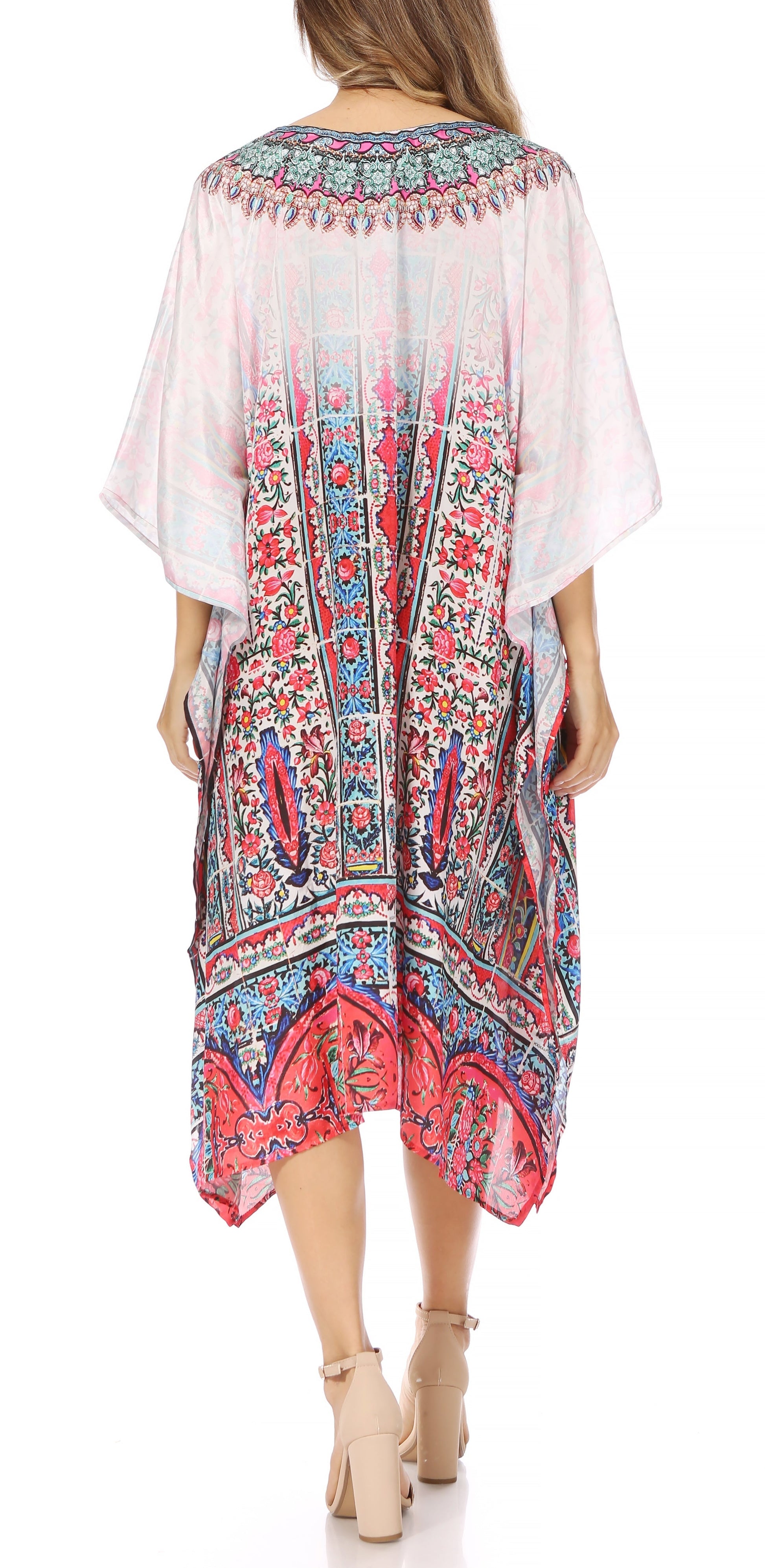 Sakkas MiuMiu Ligthweight Summer Printed Short Caftan Dress / Cover Up - Concordia Style Boutique