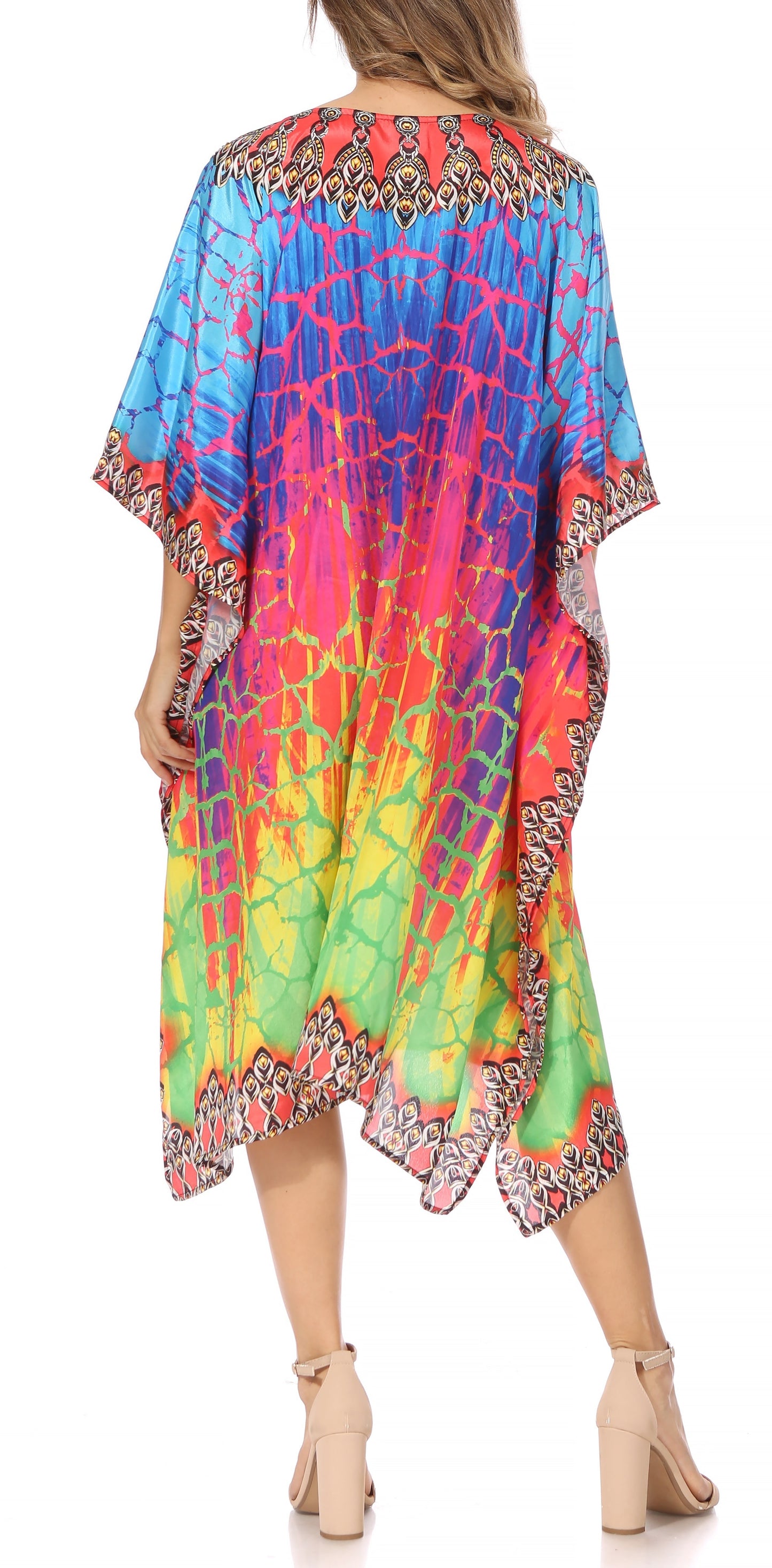Sakkas MiuMiu Ligthweight Summer Printed Short Caftan Dress / Cover Up - Concordia Style Boutique