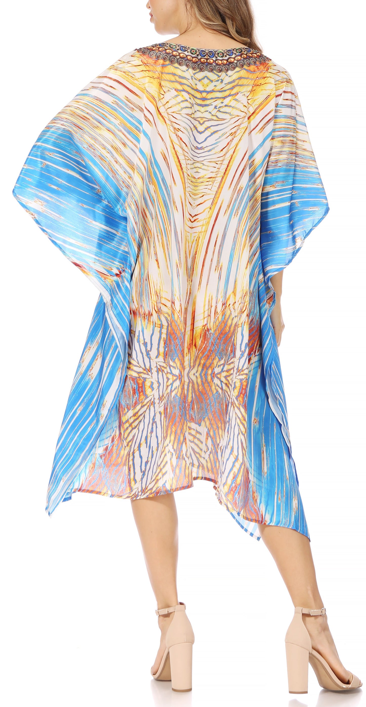 Sakkas MiuMiu Ligthweight Summer Printed Short Caftan Dress / Cover Up - Concordia Style Boutique
