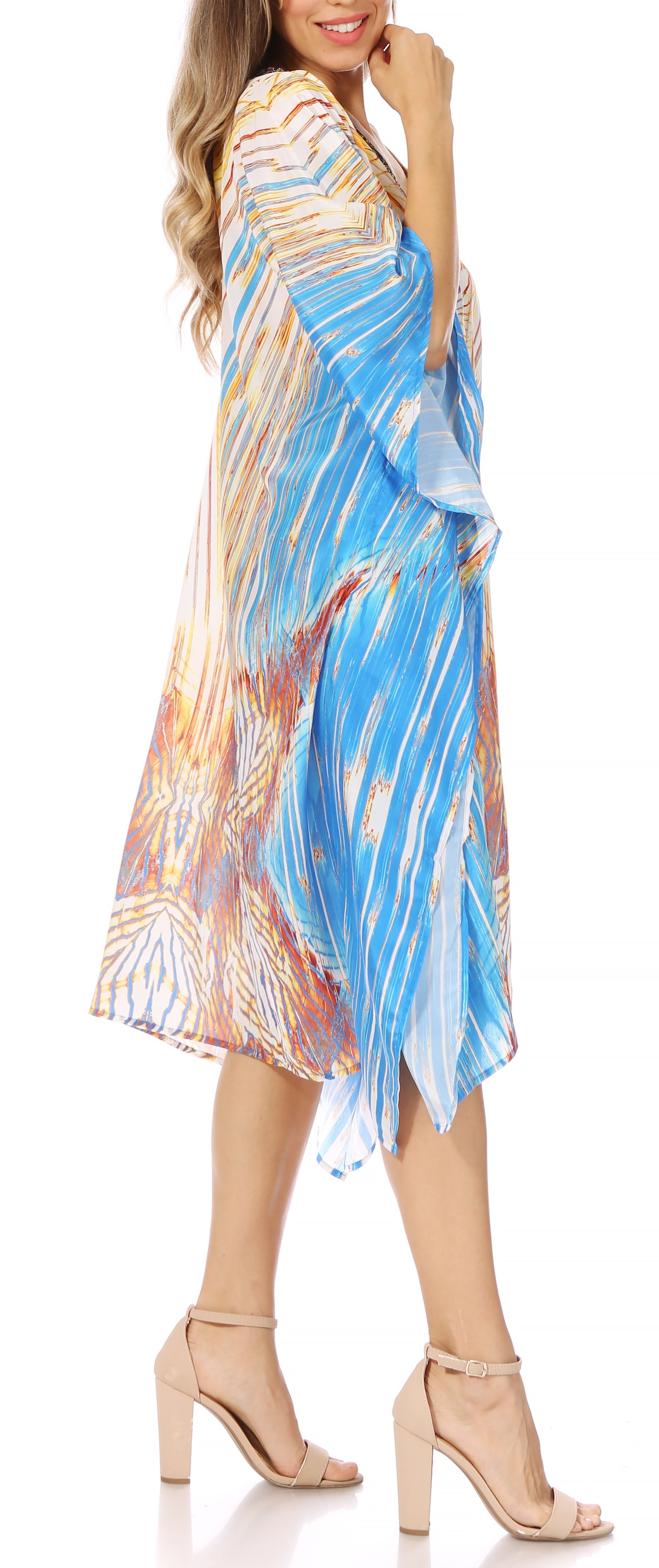 Sakkas MiuMiu Ligthweight Summer Printed Short Caftan Dress / Cover Up - Concordia Style Boutique