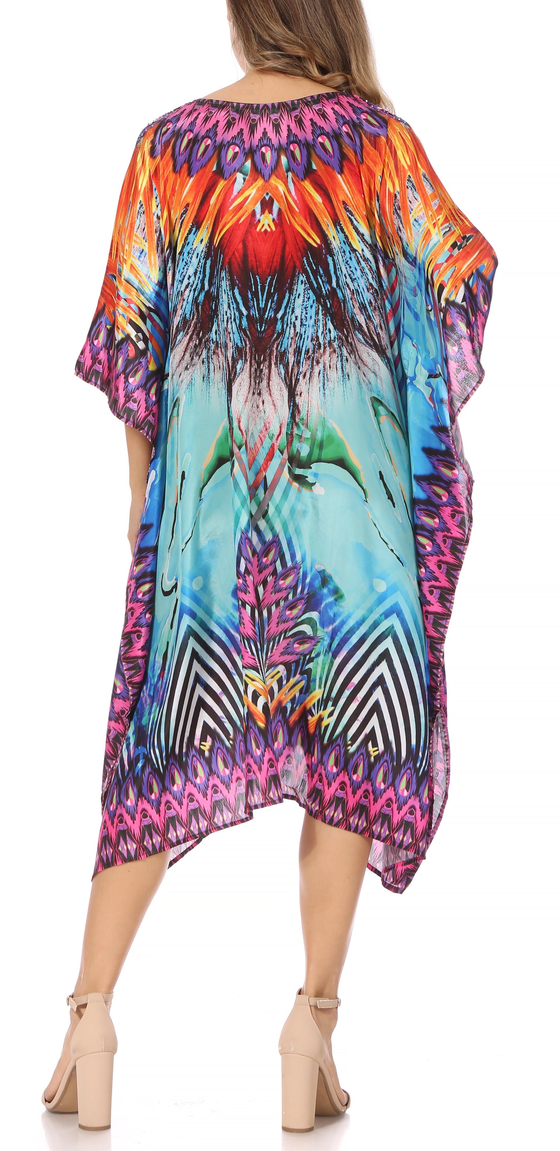 Sakkas MiuMiu Ligthweight Summer Printed Short Caftan Dress / Cover Up - Concordia Style Boutique
