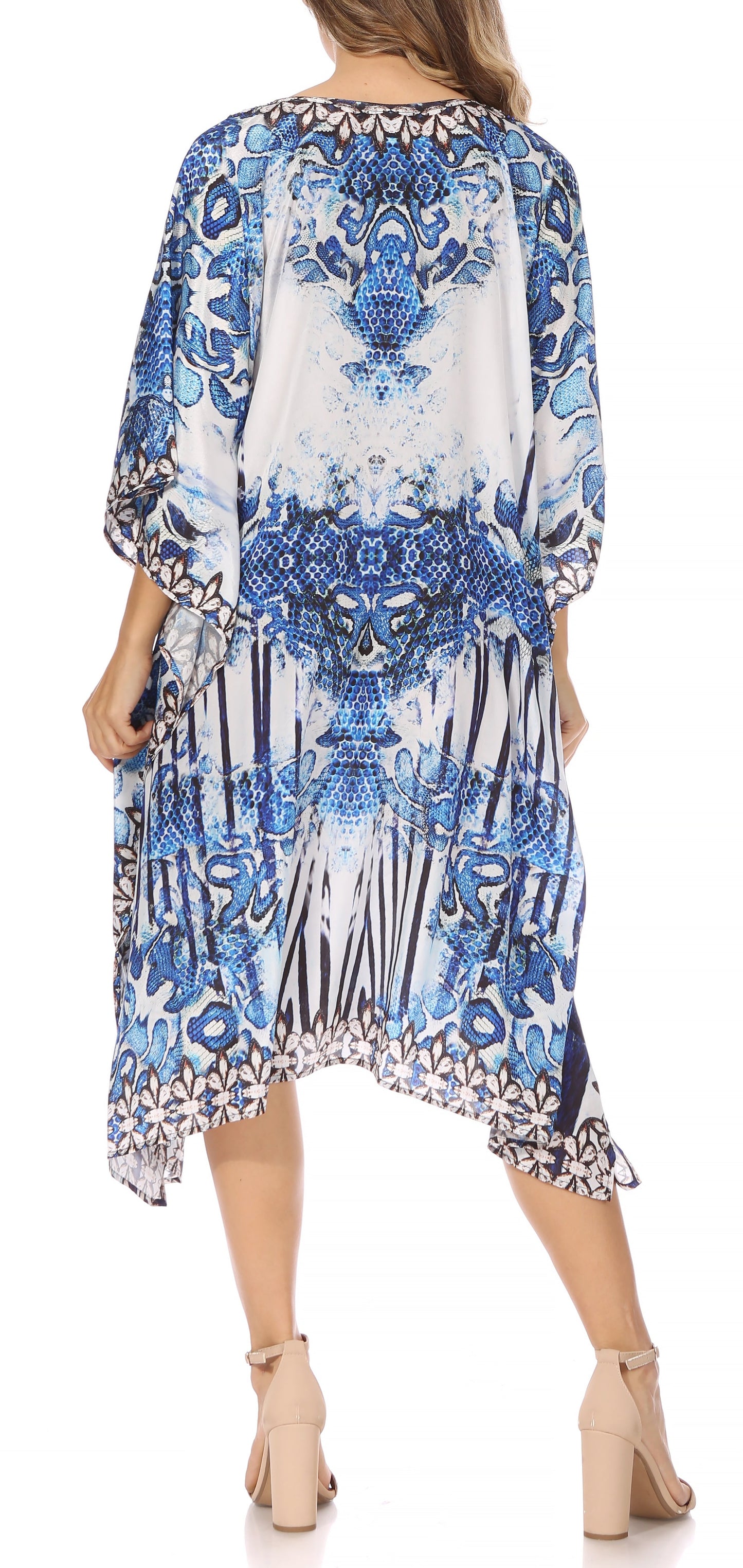 Sakkas MiuMiu Ligthweight Summer Printed Short Caftan Dress / Cover Up - Concordia Style Boutique