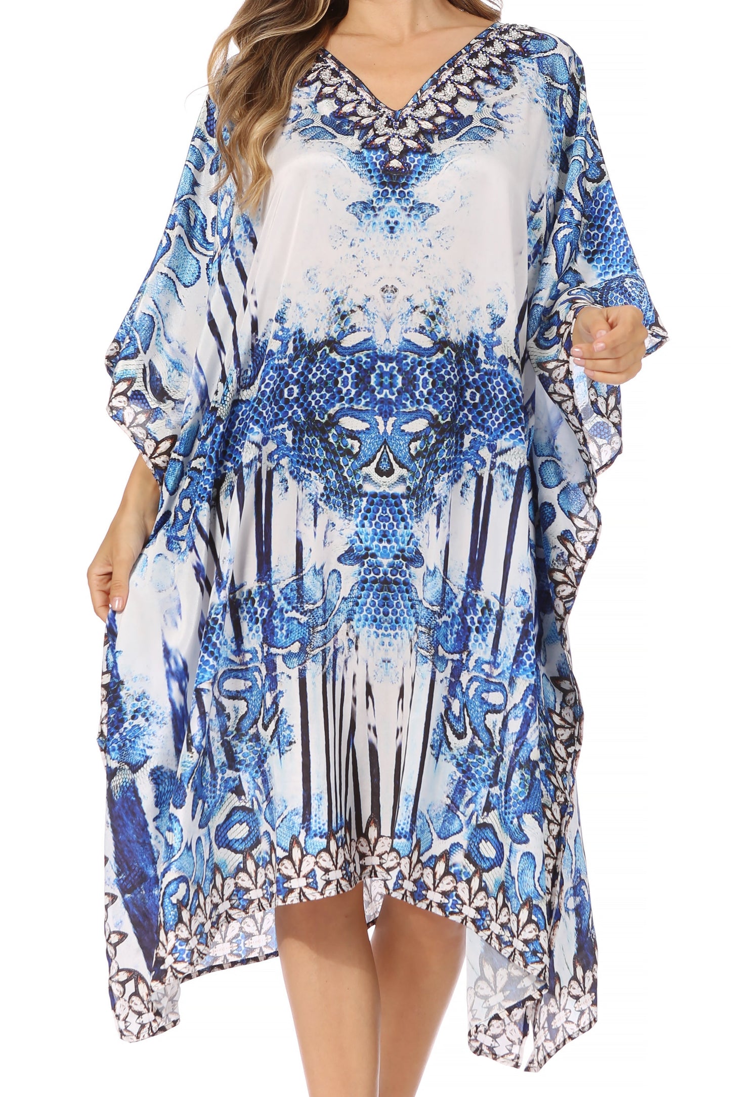 Sakkas MiuMiu Ligthweight Summer Printed Short Caftan Dress / Cover Up - Concordia Style Boutique