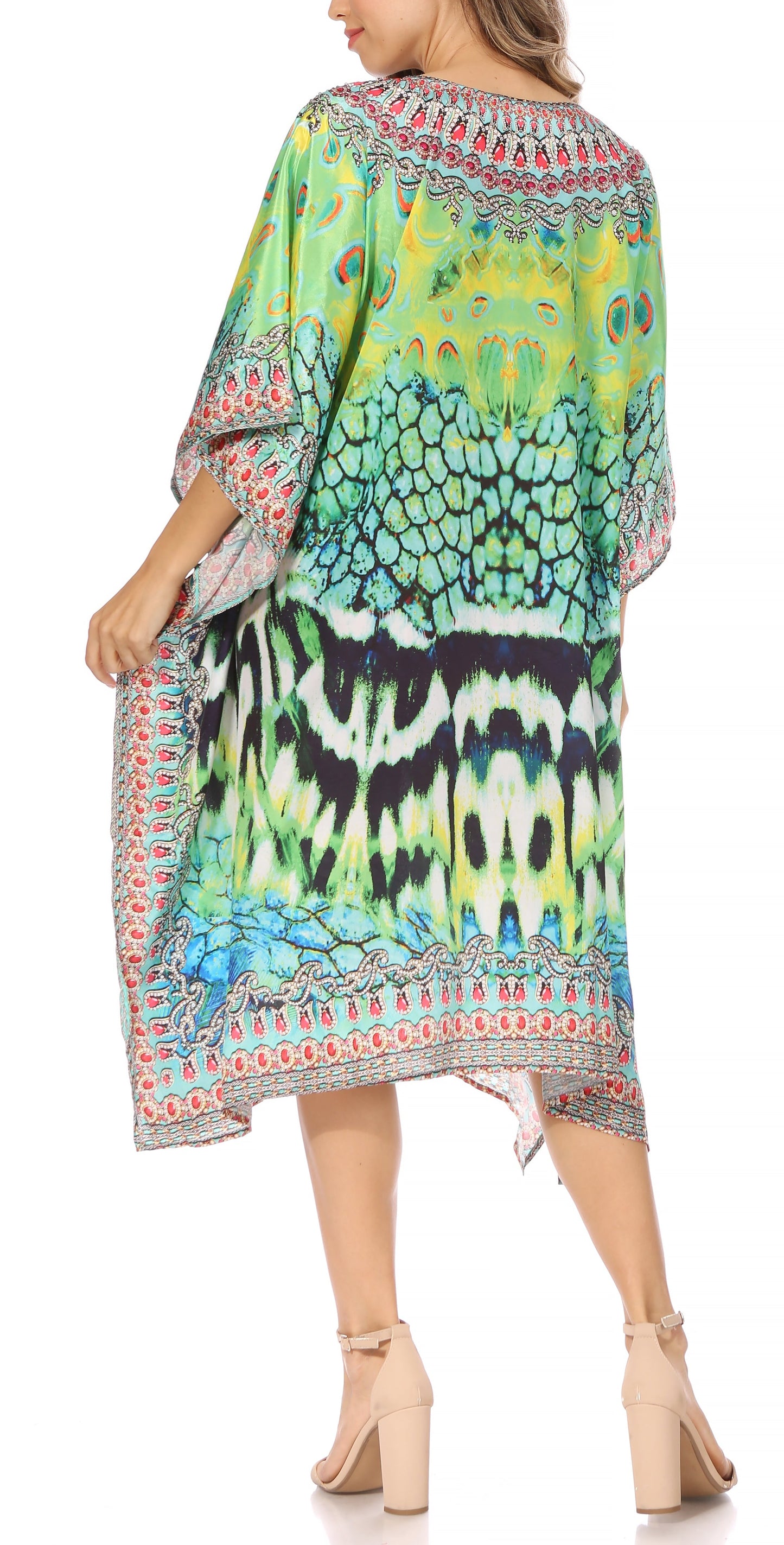 Sakkas MiuMiu Ligthweight Summer Printed Short Caftan Dress / Cover Up - Concordia Style Boutique