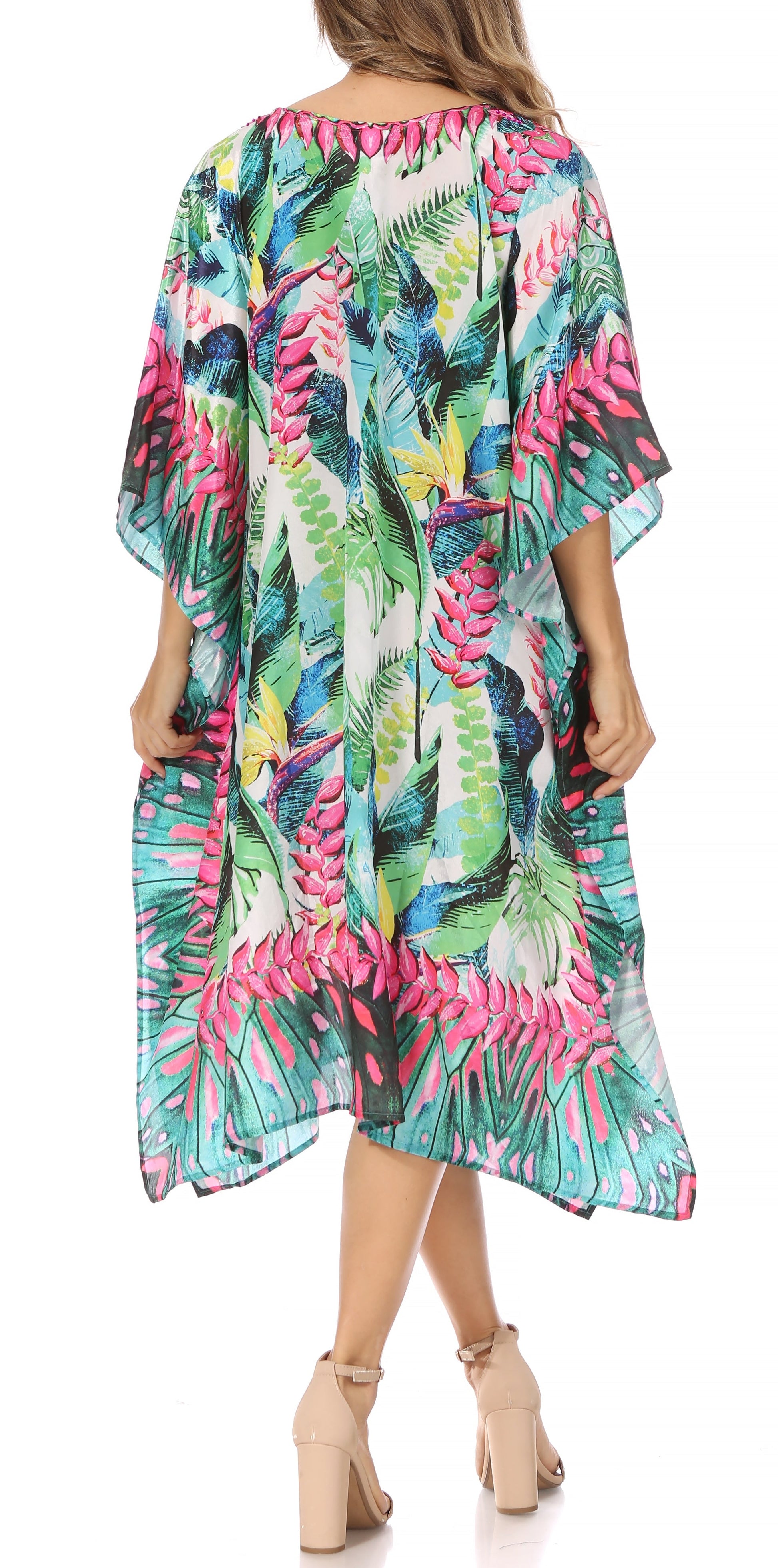 Sakkas MiuMiu Ligthweight Summer Printed Short Caftan Dress / Cover Up - Concordia Style Boutique