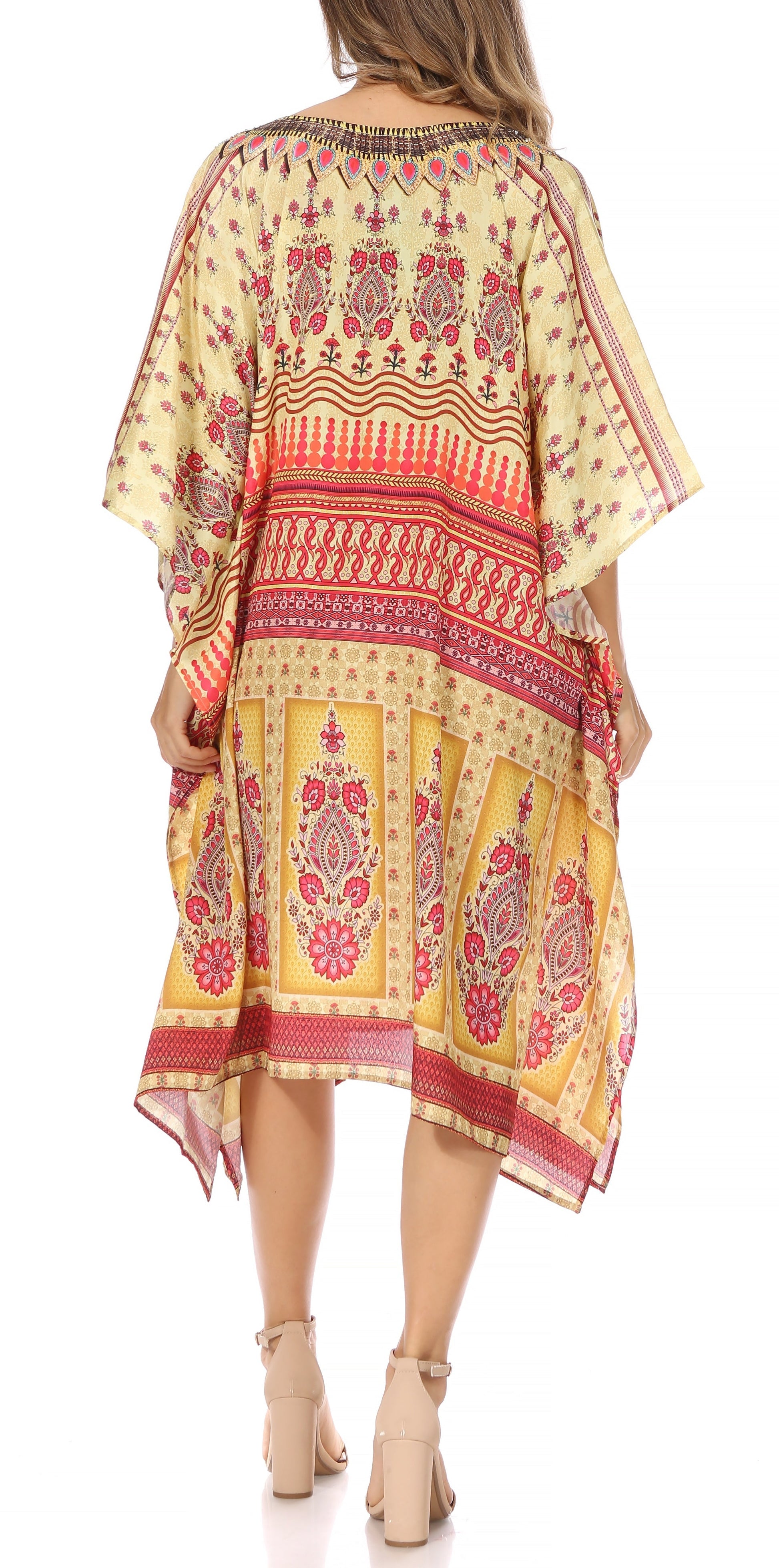 Sakkas MiuMiu Ligthweight Summer Printed Short Caftan Dress / Cover Up - Concordia Style Boutique