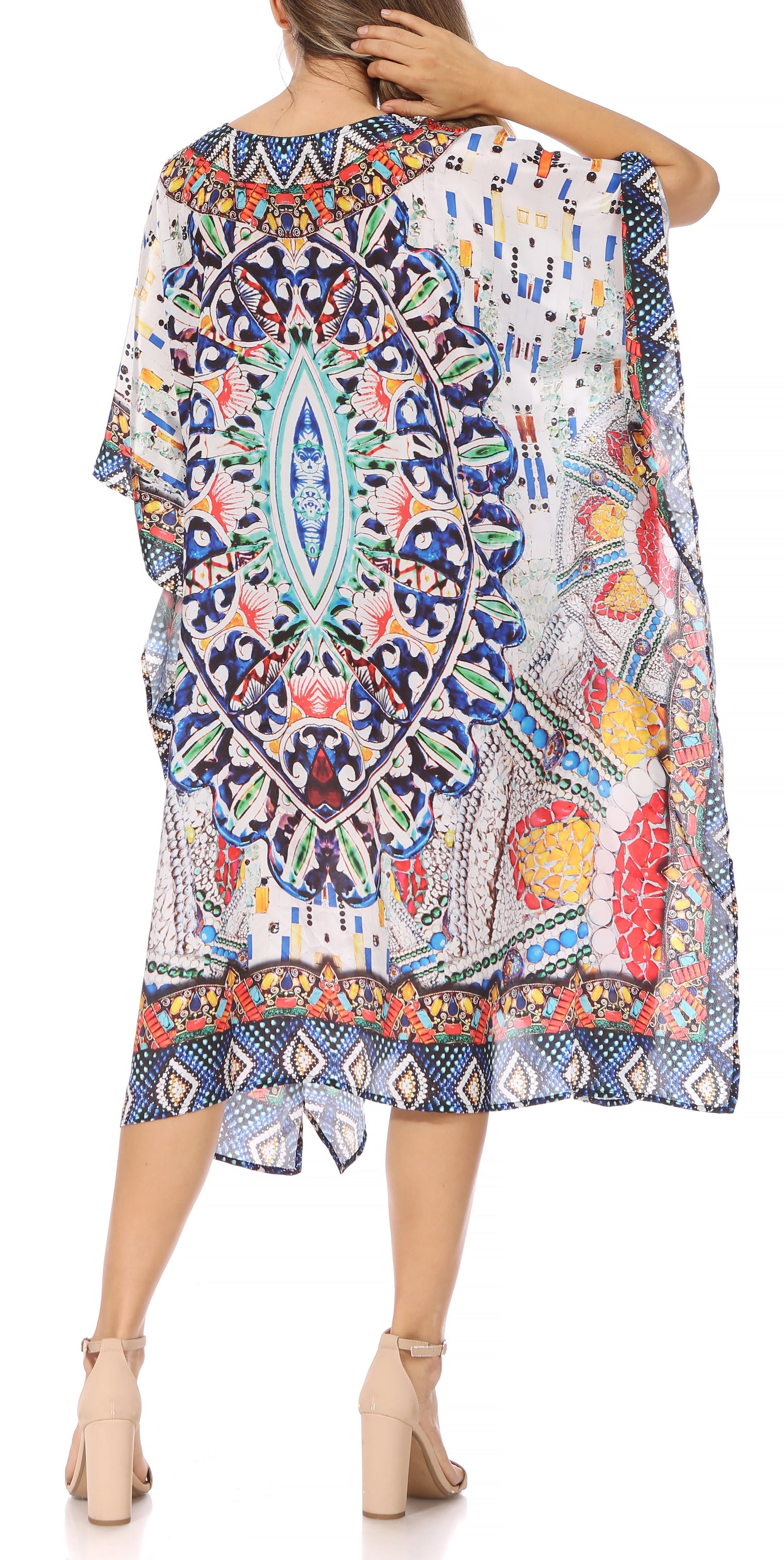 Sakkas MiuMiu Ligthweight Summer Printed Short Caftan Dress / Cover Up - Concordia Style Boutique