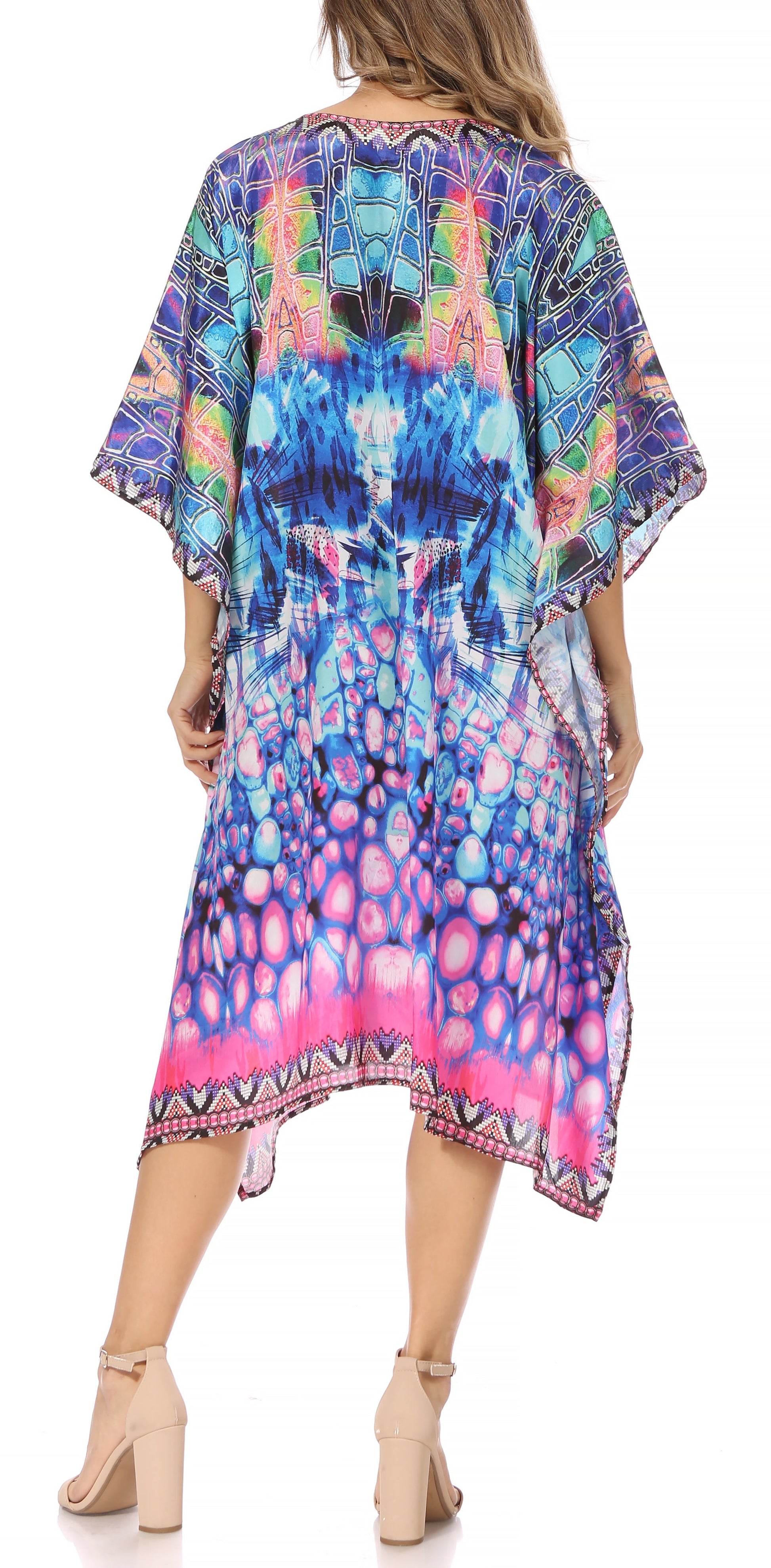 Sakkas MiuMiu Ligthweight Summer Printed Short Caftan Dress / Cover Up - Concordia Style Boutique