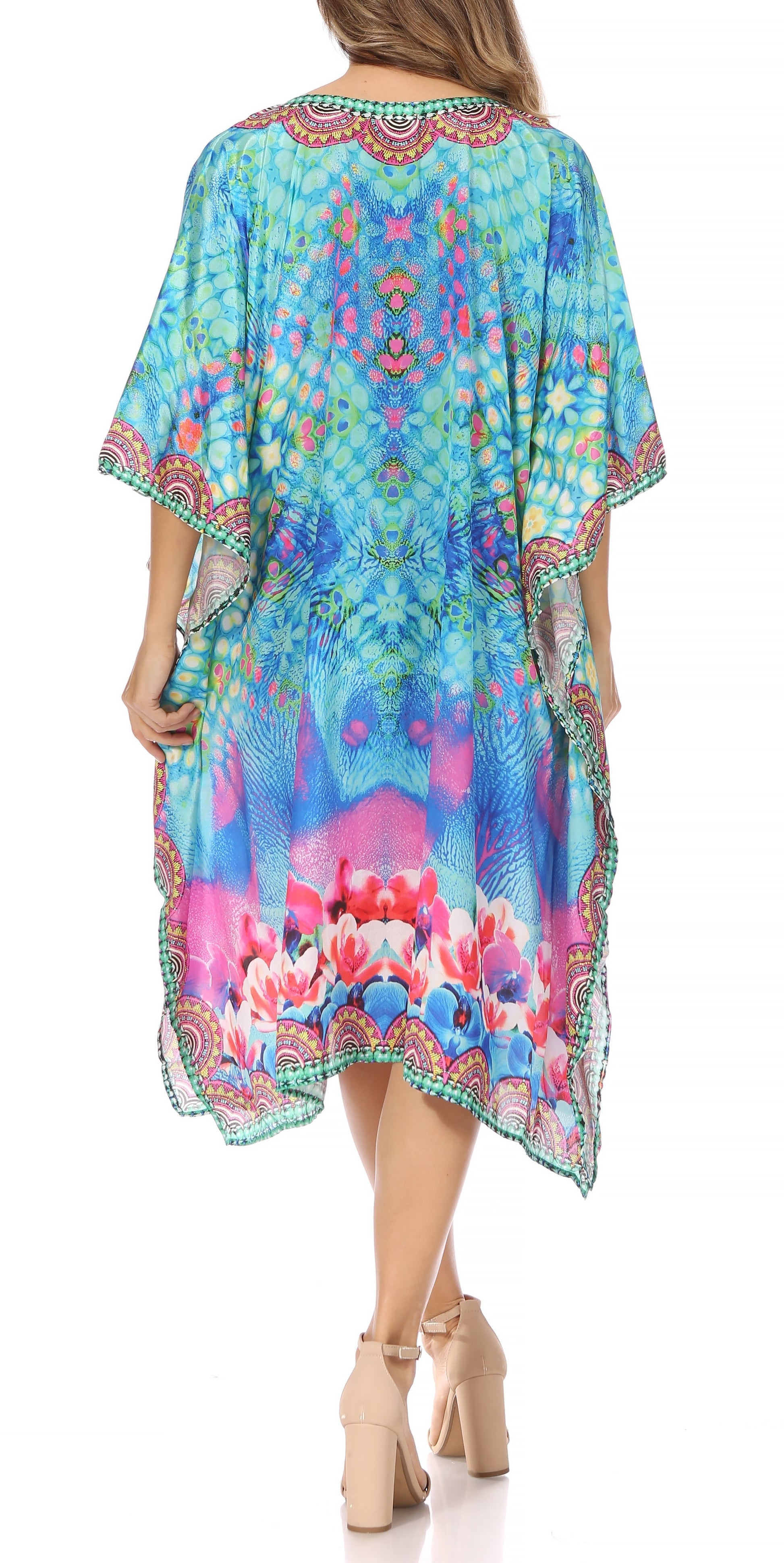 Sakkas MiuMiu Ligthweight Summer Printed Short Caftan Dress / Cover Up - Concordia Style Boutique