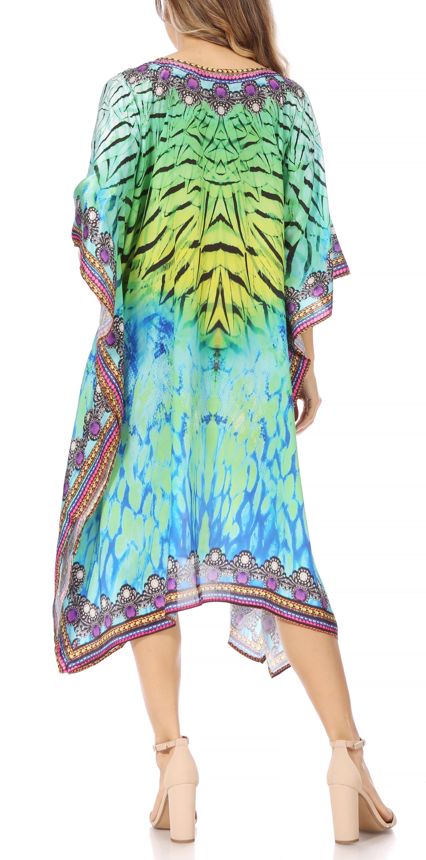 Sakkas MiuMiu Ligthweight Summer Printed Short Caftan Dress / Cover Up - Concordia Style Boutique