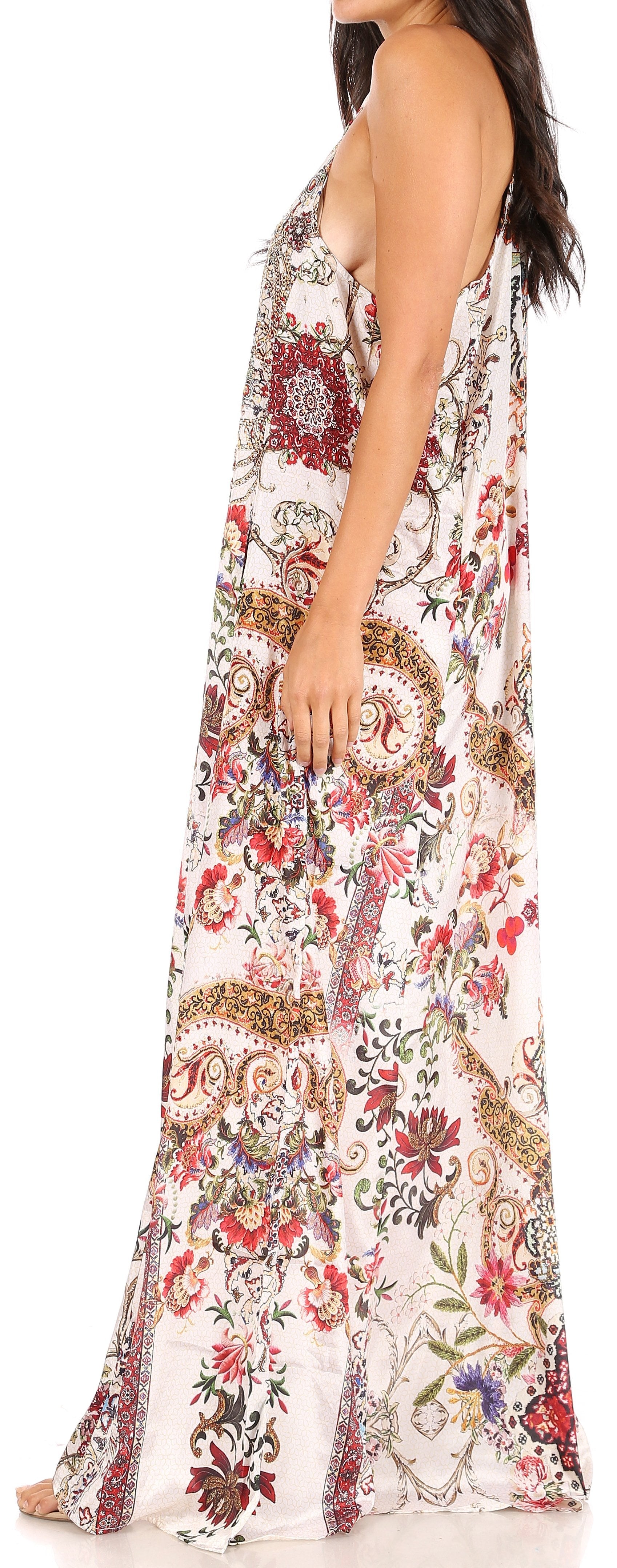 Sakkas Sofia Women's Spaghetti Strap V-neck Floral Print Summer Casual Maxi Dress - Concordia Style Boutique