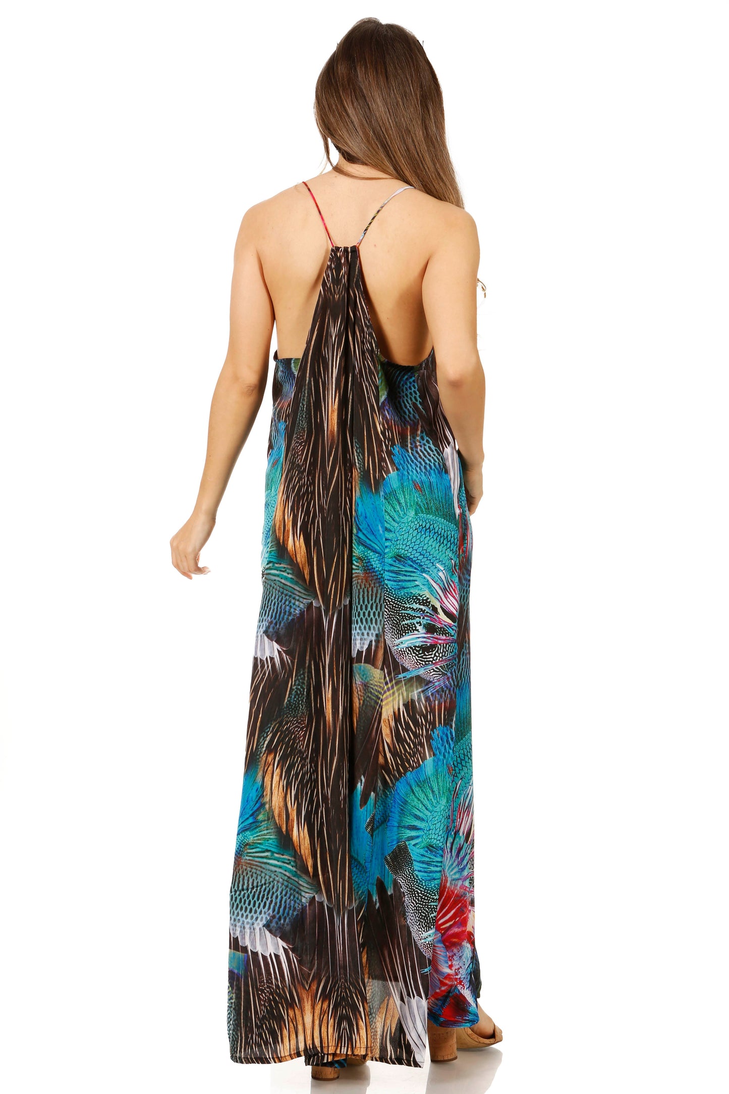 Sakkas Sofia Women's Spaghetti Strap V-neck Floral Print Summer Casual Maxi Dress - Concordia Style Boutique
