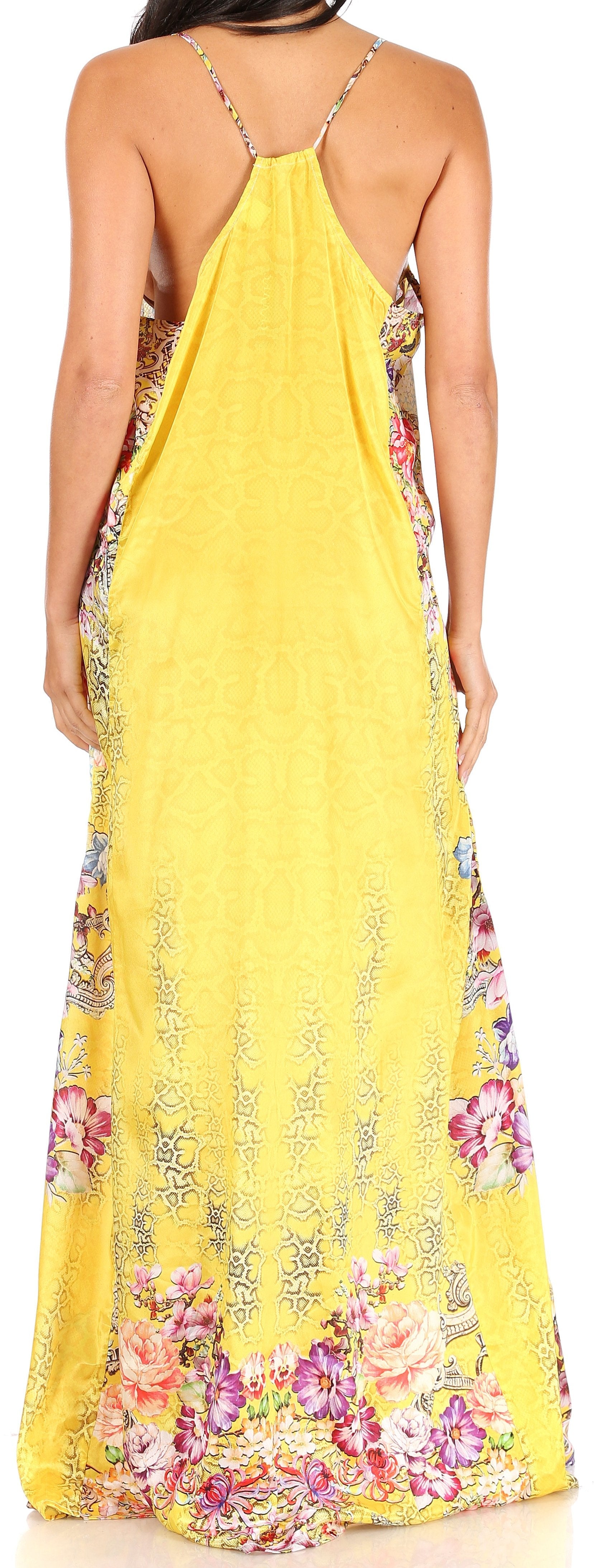 Sakkas Sofia Women's Spaghetti Strap V-neck Floral Print Summer Casual Maxi Dress - Concordia Style Boutique