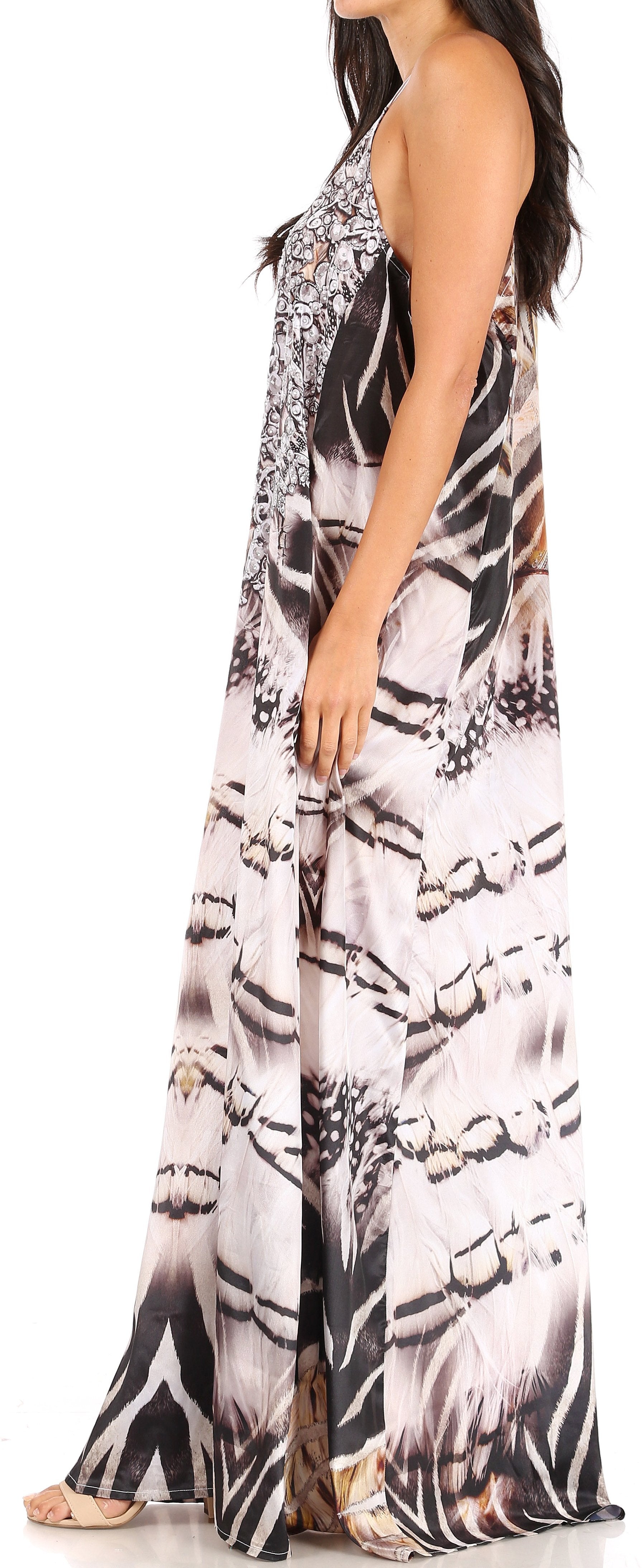 Sakkas Sofia Women's Spaghetti Strap V-neck Floral Print Summer Casual Maxi Dress - Concordia Style Boutique