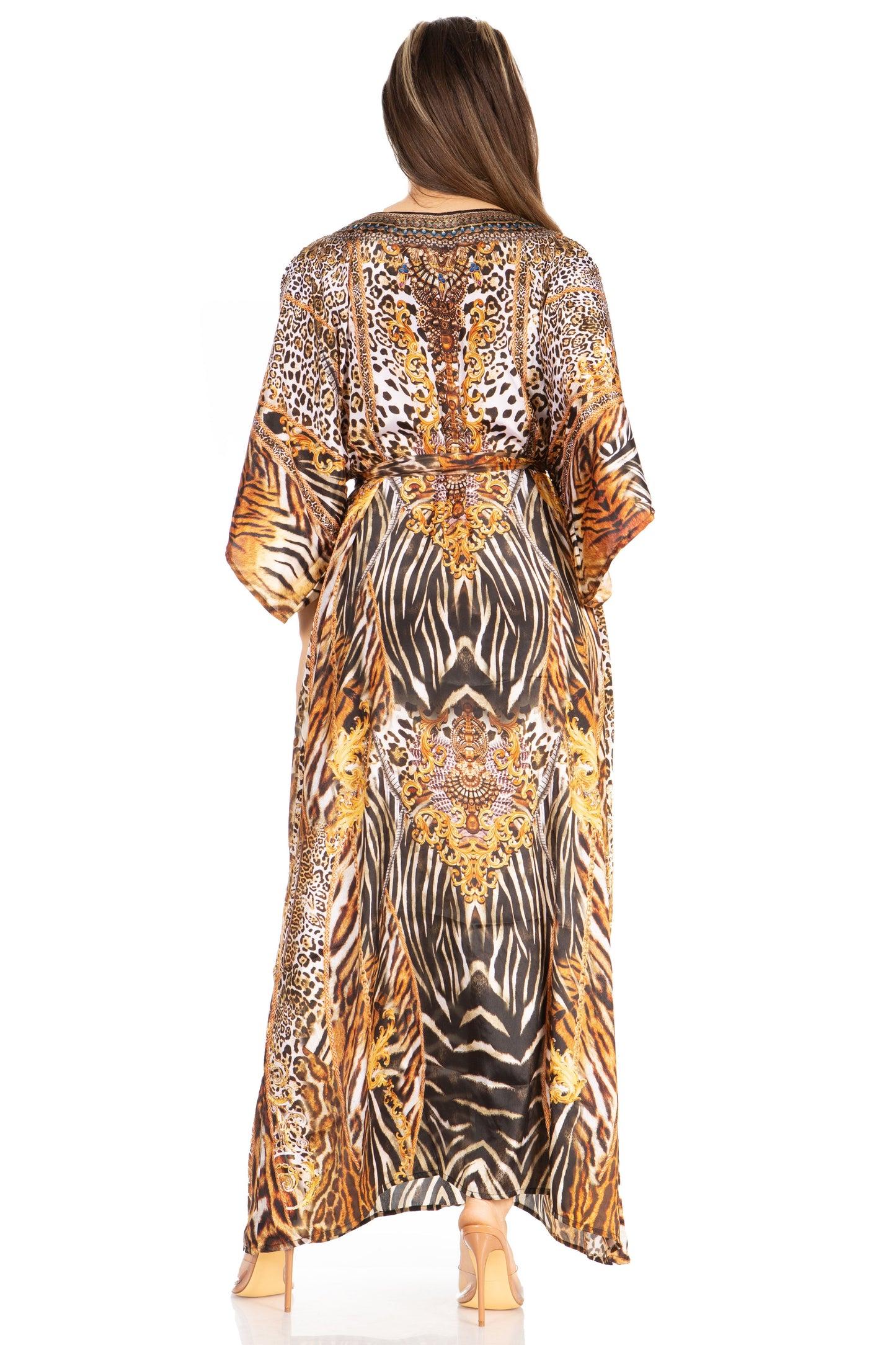 Sakkas Maribel Maxi Caftan Dress - Women's V-Neck, Short Sleeves - Concordia Style Boutique