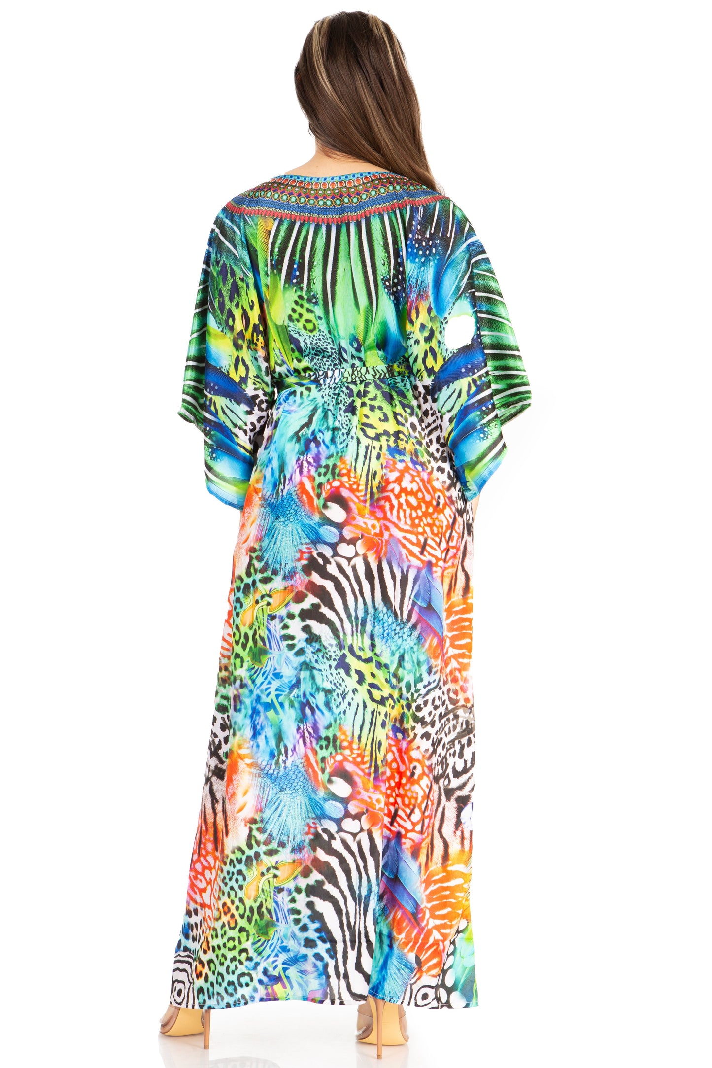 Sakkas Maribel Maxi Caftan Dress - Women's V-Neck, Short Sleeves - Concordia Style Boutique