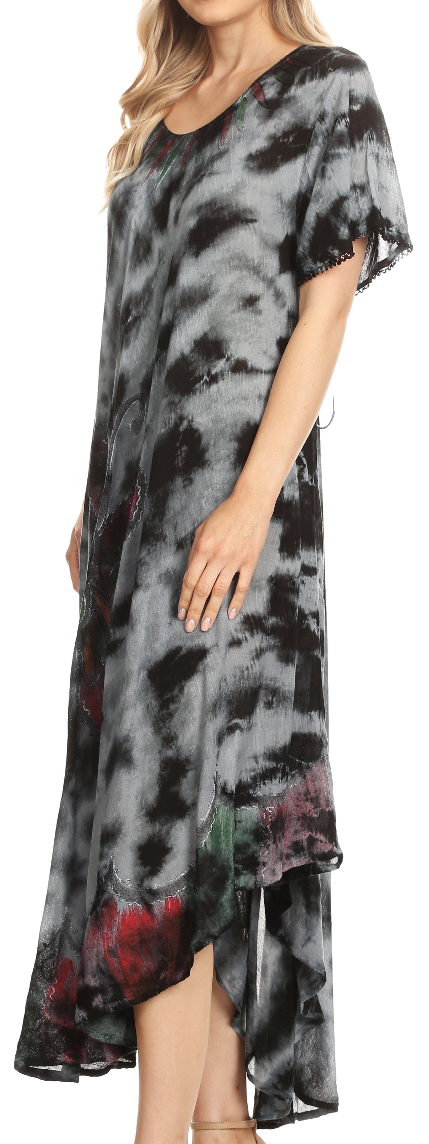 Sakkas Nalani Womens Flowy Caftan Tie Dye Summer Dress Cover up Relax Fit - Concordia Style Boutique
