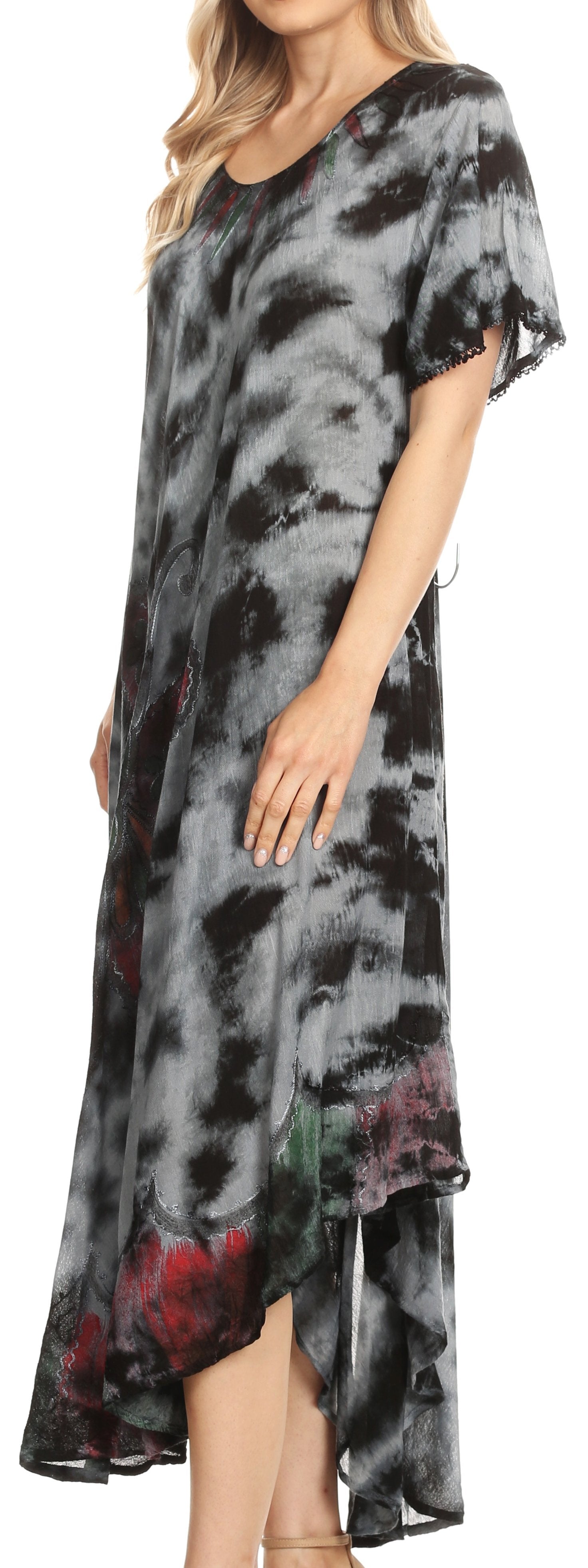 Sakkas Nalani Womens Flowy Caftan Tie Dye Summer Dress Cover up Relax Fit - Concordia Style Boutique