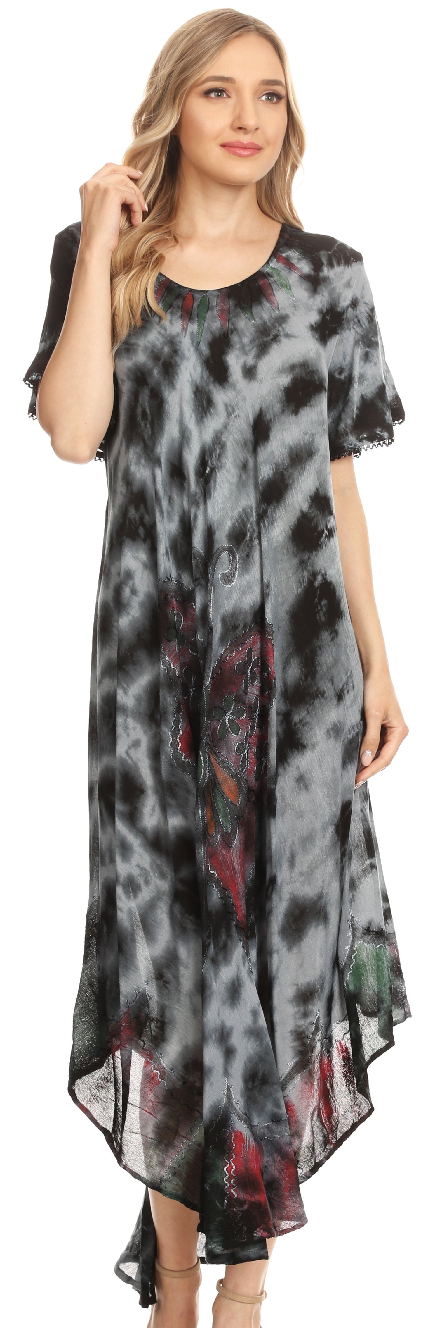 Sakkas Nalani Womens Flowy Caftan Tie Dye Summer Dress Cover up Relax Fit - Concordia Style Boutique