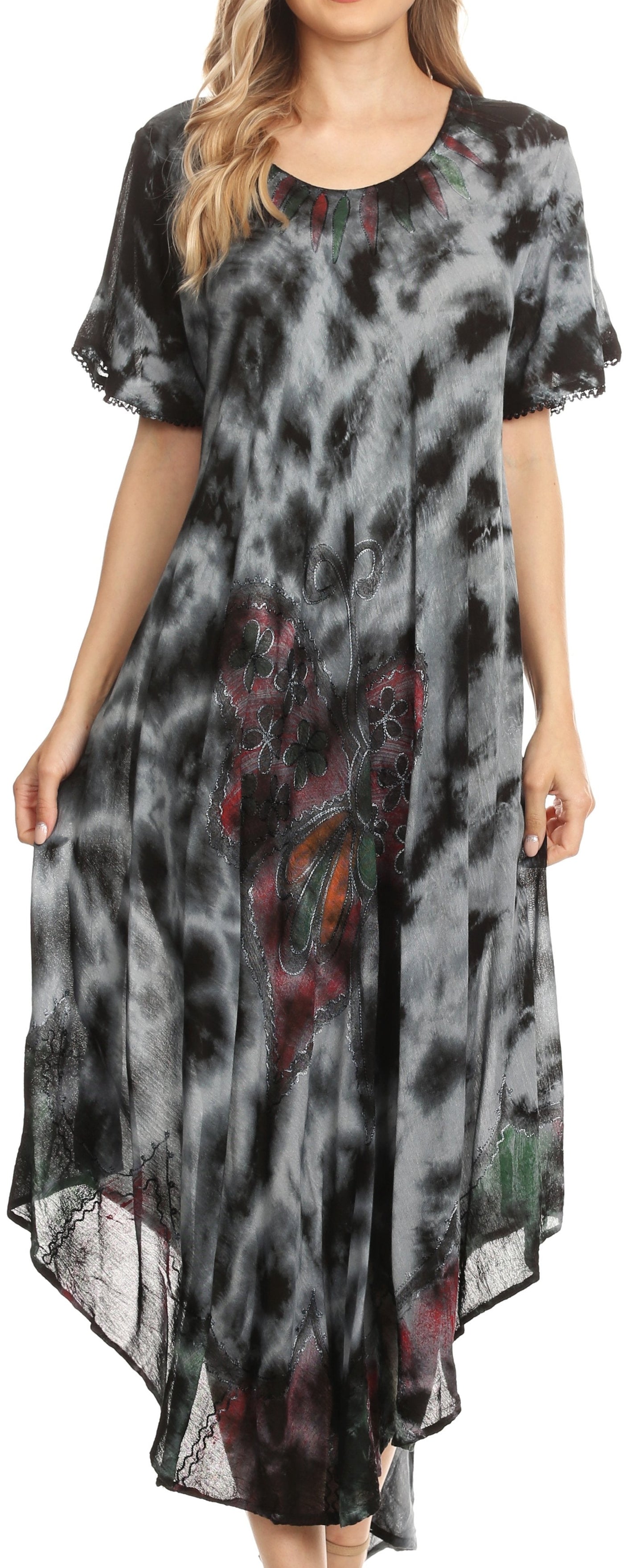 Sakkas Nalani Womens Flowy Caftan Tie Dye Summer Dress Cover up Relax Fit - Concordia Style Boutique