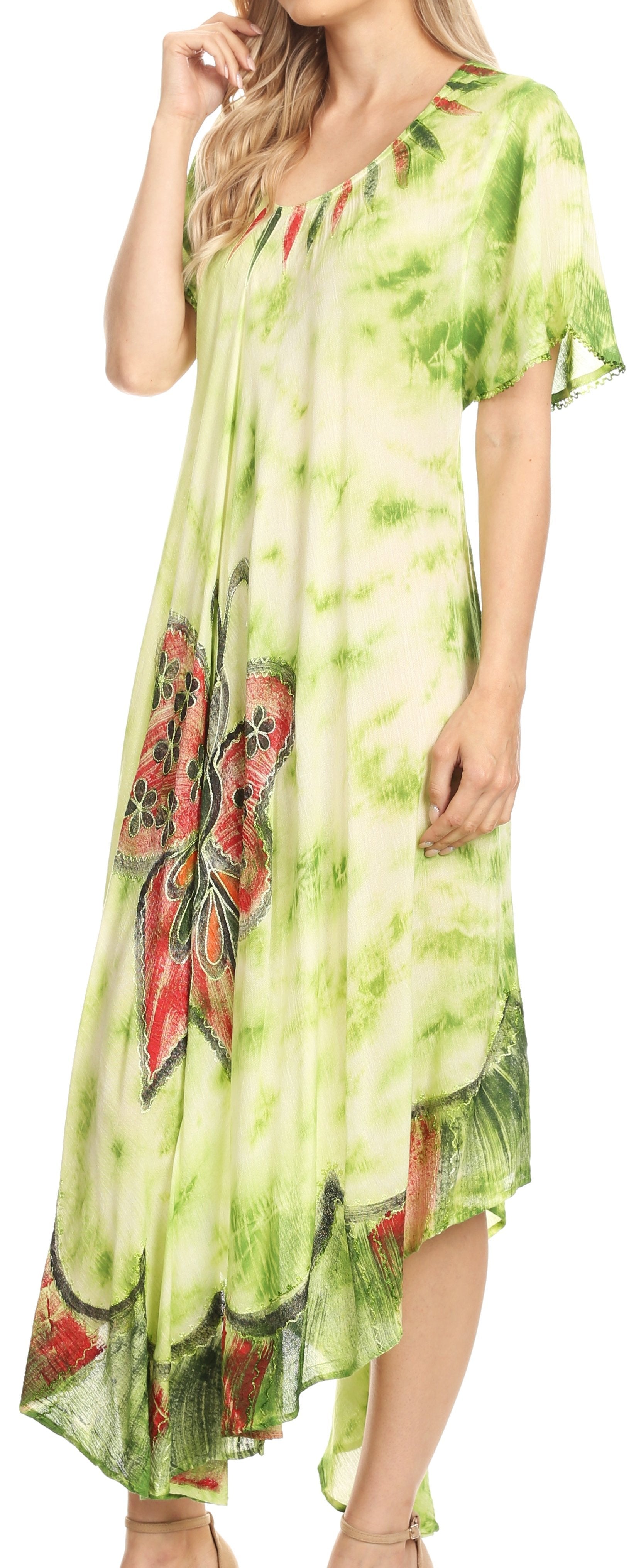 Sakkas Nalani Womens Flowy Caftan Tie Dye Summer Dress Cover up Relax Fit - Concordia Style Boutique