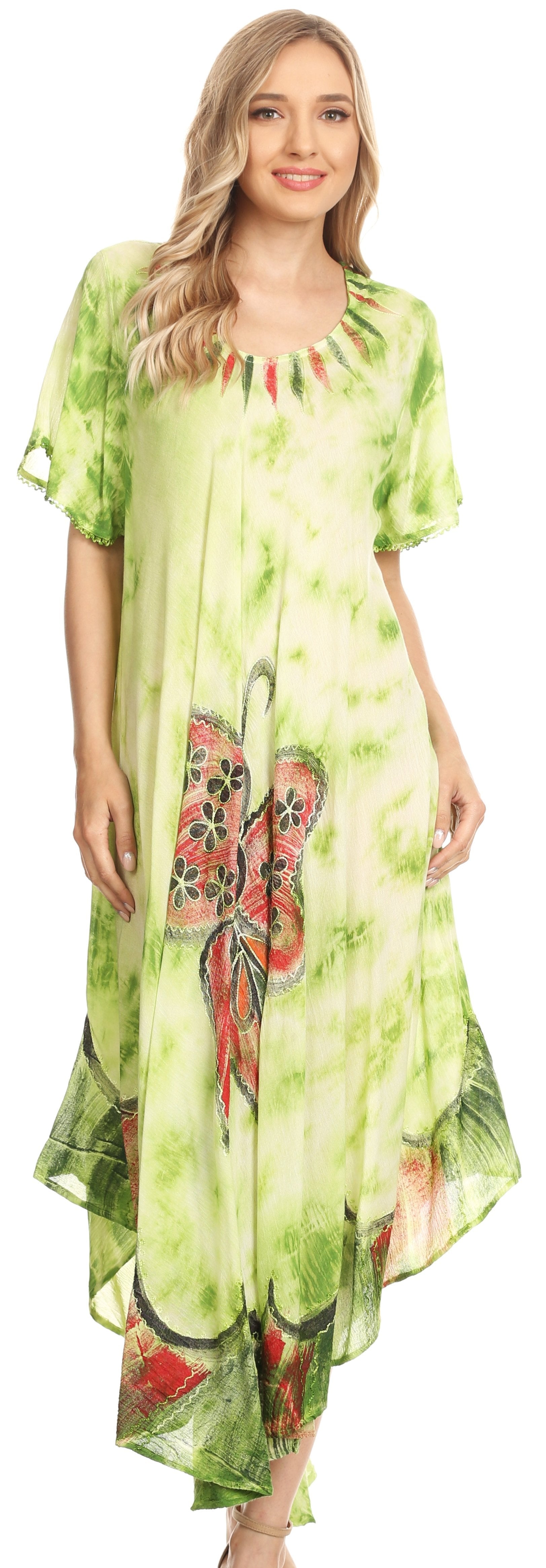 Sakkas Nalani Womens Flowy Caftan Tie Dye Summer Dress Cover up Relax Fit - Concordia Style Boutique