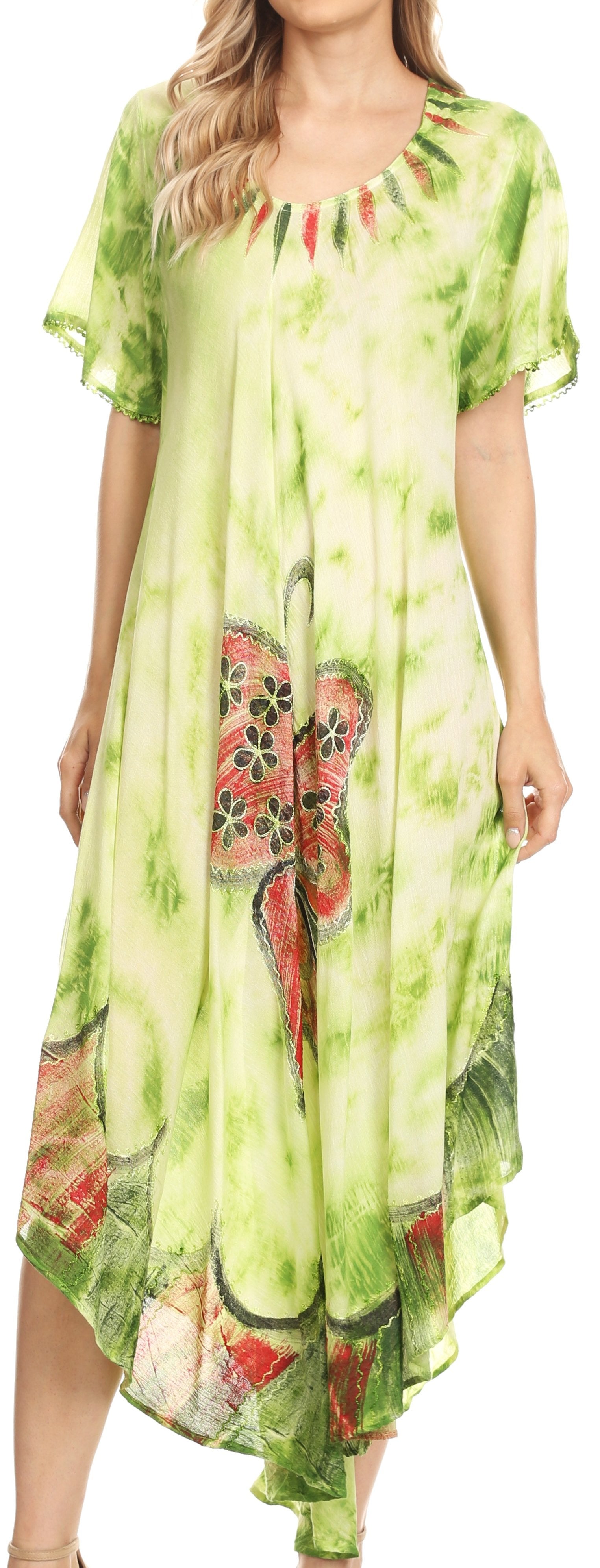 Sakkas Nalani Womens Flowy Caftan Tie Dye Summer Dress Cover up Relax Fit - Concordia Style Boutique