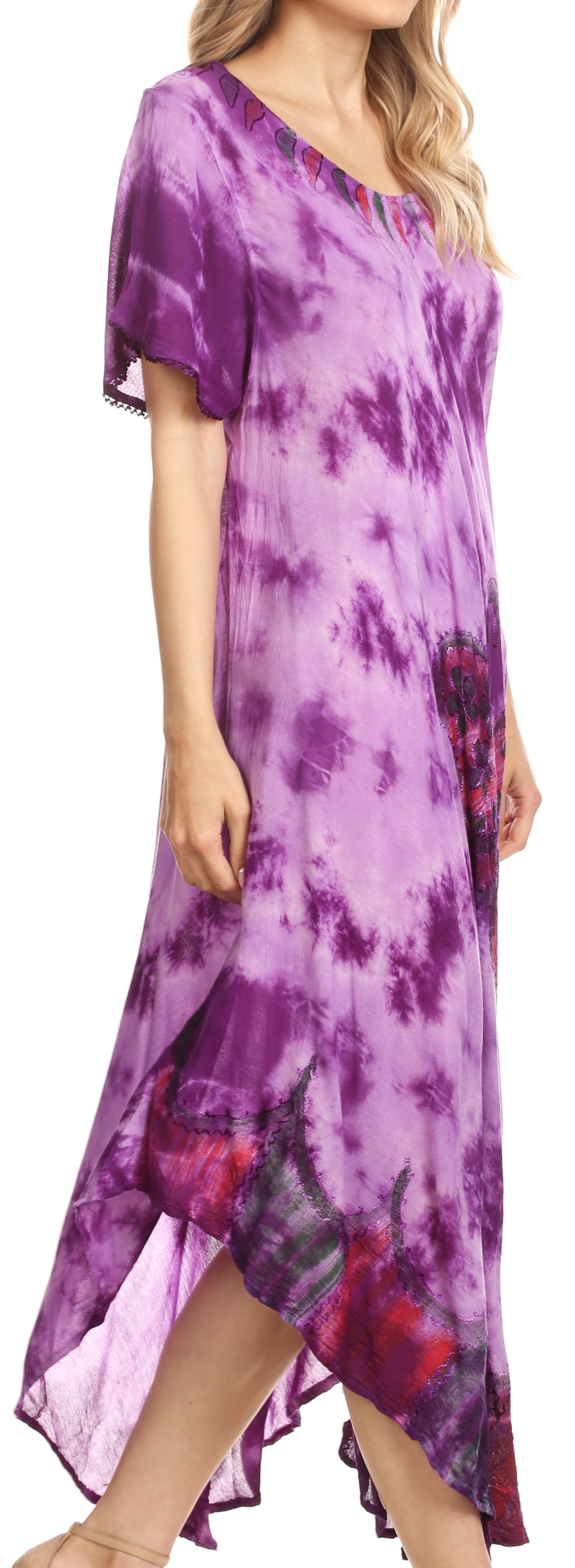 Sakkas Nalani Womens Flowy Caftan Tie Dye Summer Dress Cover up Relax Fit - Concordia Style Boutique