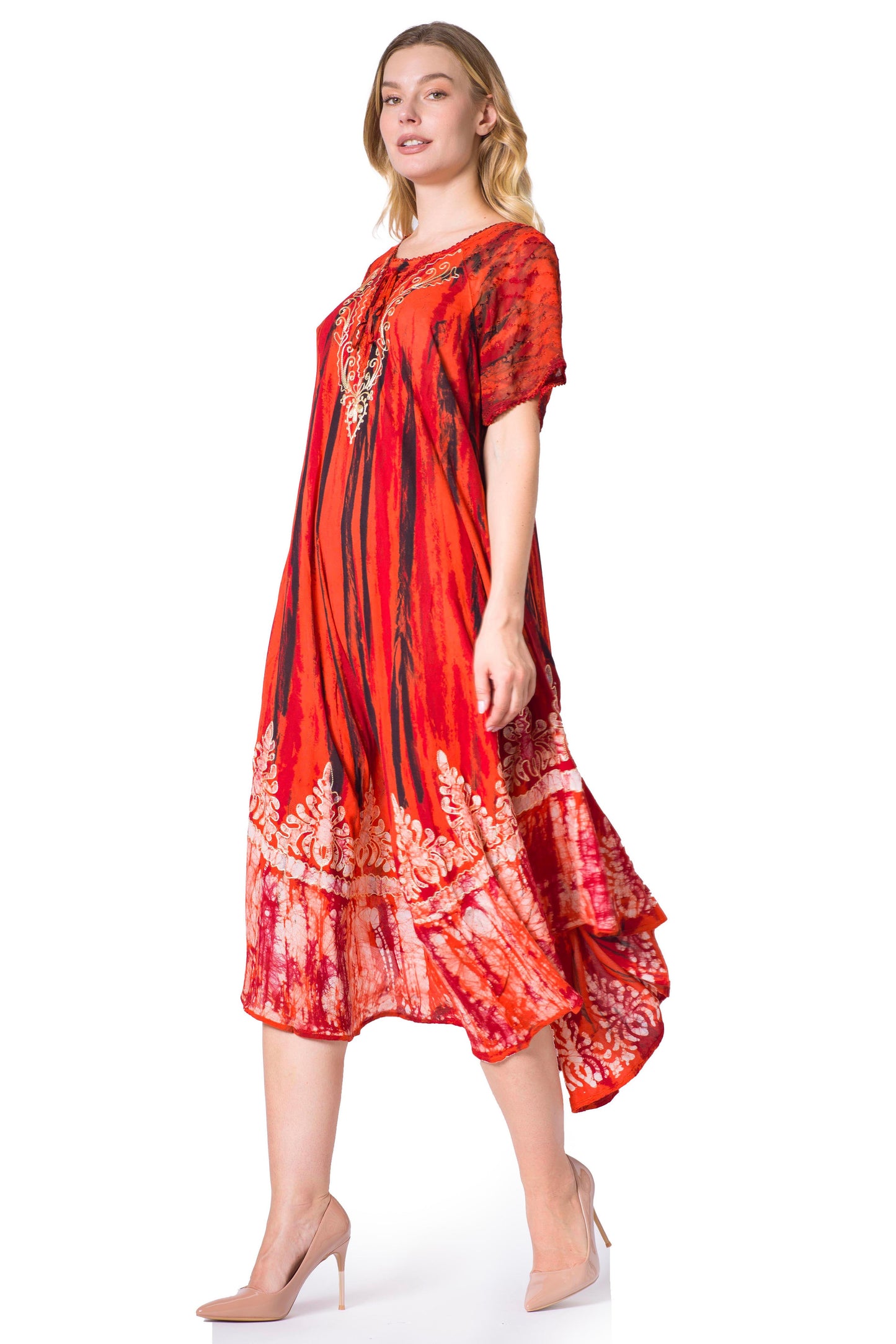 Sakkas Devora Women's Maxi NightGown Caftan Kaftan Dress Tie Dye Batik & Corset - Concordia Style Boutique