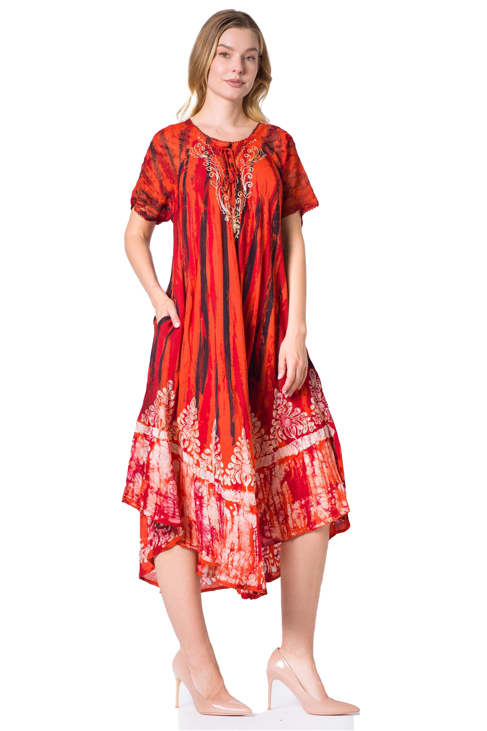 Sakkas Devora Women's Maxi NightGown Caftan Kaftan Dress Tie Dye Batik & Corset - Concordia Style Boutique