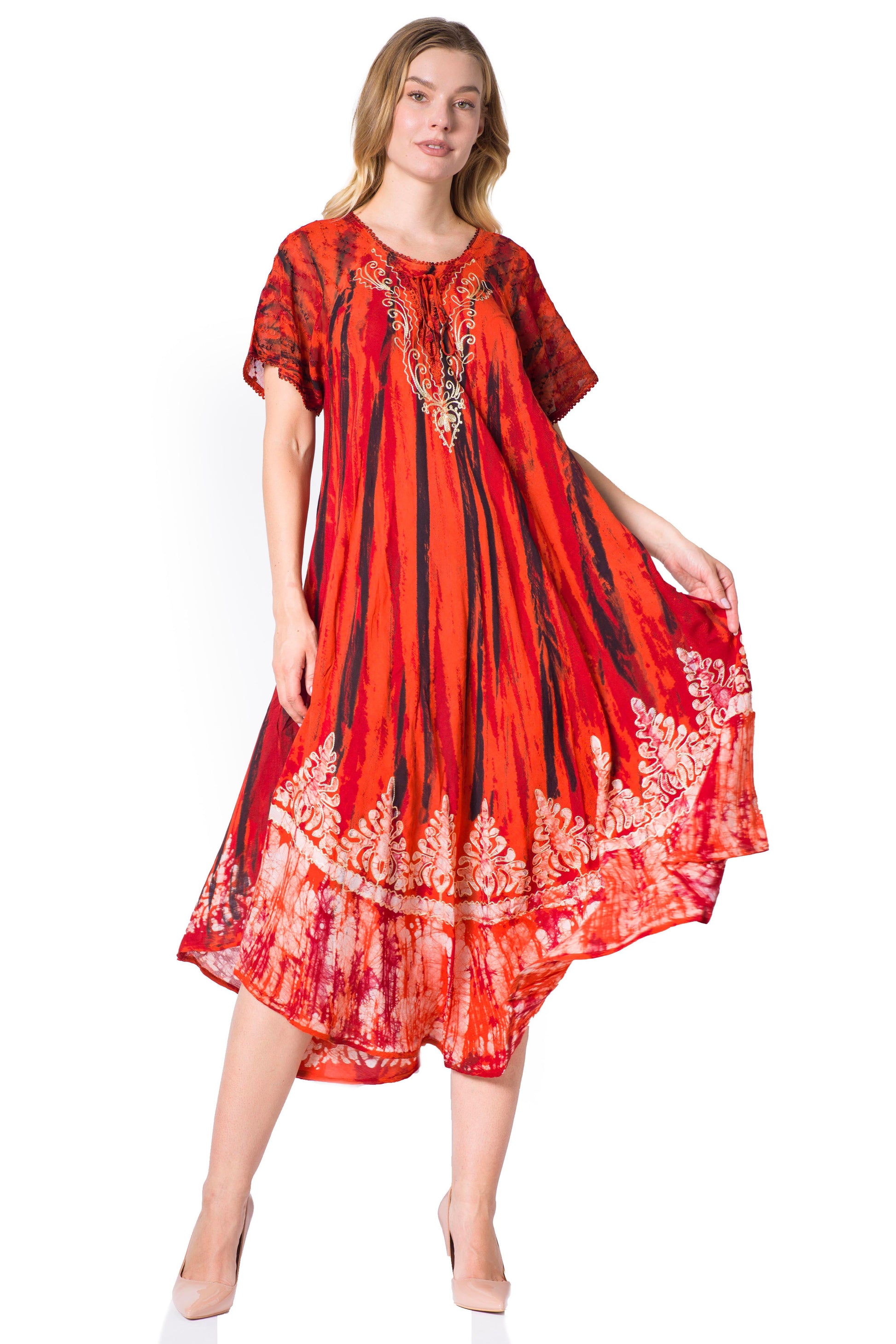 Sakkas Devora Women's Maxi NightGown Caftan Kaftan Dress Tie Dye Batik & Corset - Concordia Style Boutique