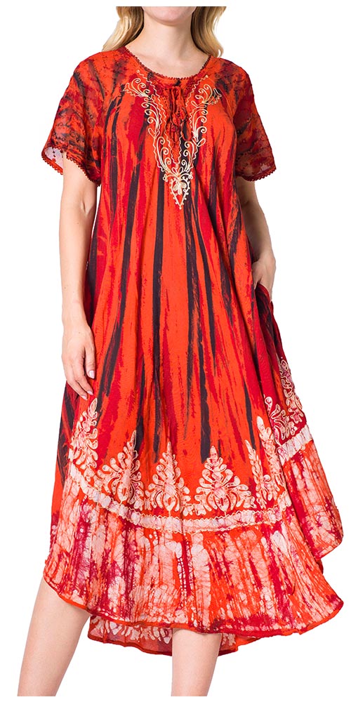 Sakkas Devora Women's Maxi NightGown Caftan Kaftan Dress Tie Dye Batik & Corset - Concordia Style Boutique