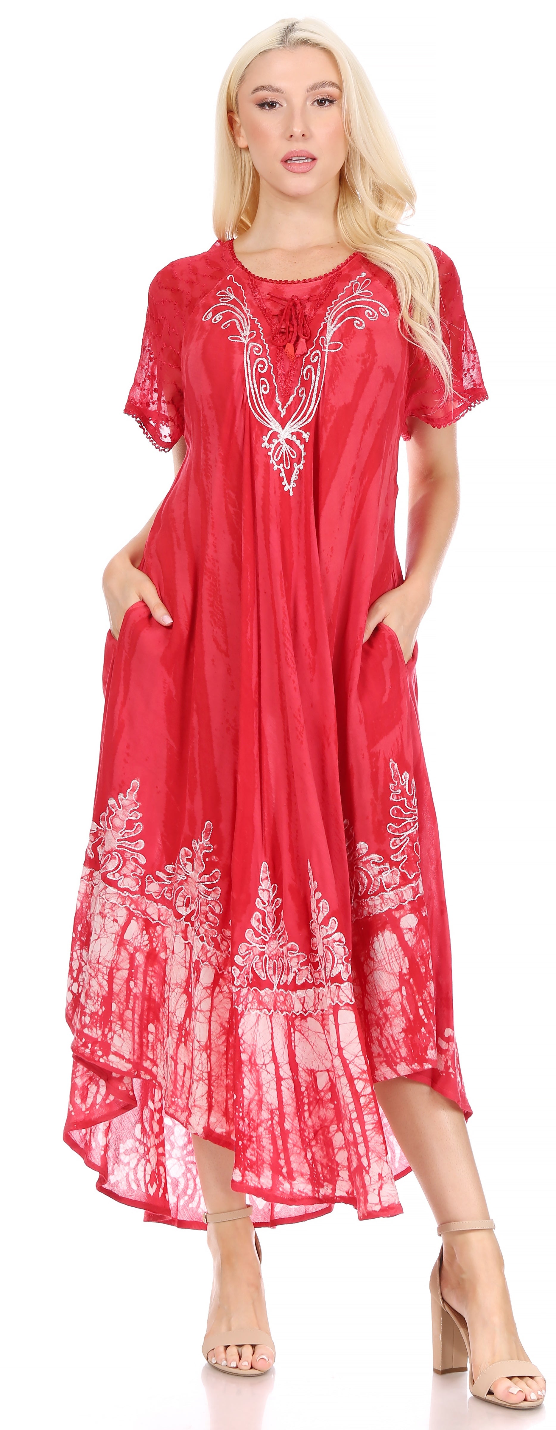 Sakkas Devora Women's Maxi NightGown Caftan Kaftan Dress Tie Dye Batik & Corset - Concordia Style Boutique