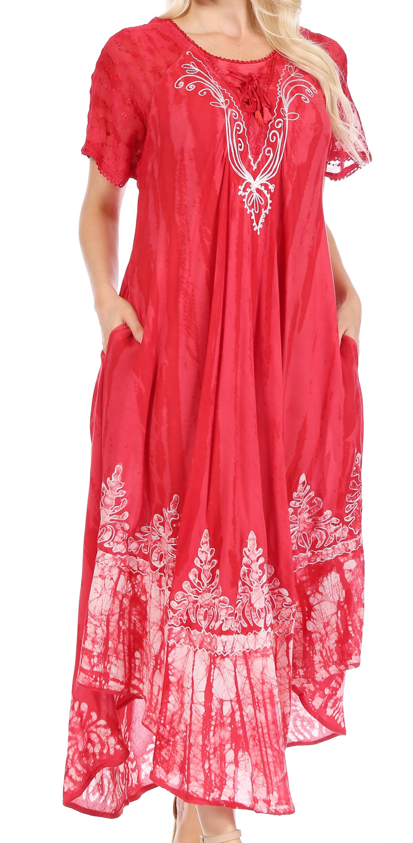 Sakkas Devora Women's Maxi NightGown Caftan Kaftan Dress Tie Dye Batik & Corset - Concordia Style Boutique